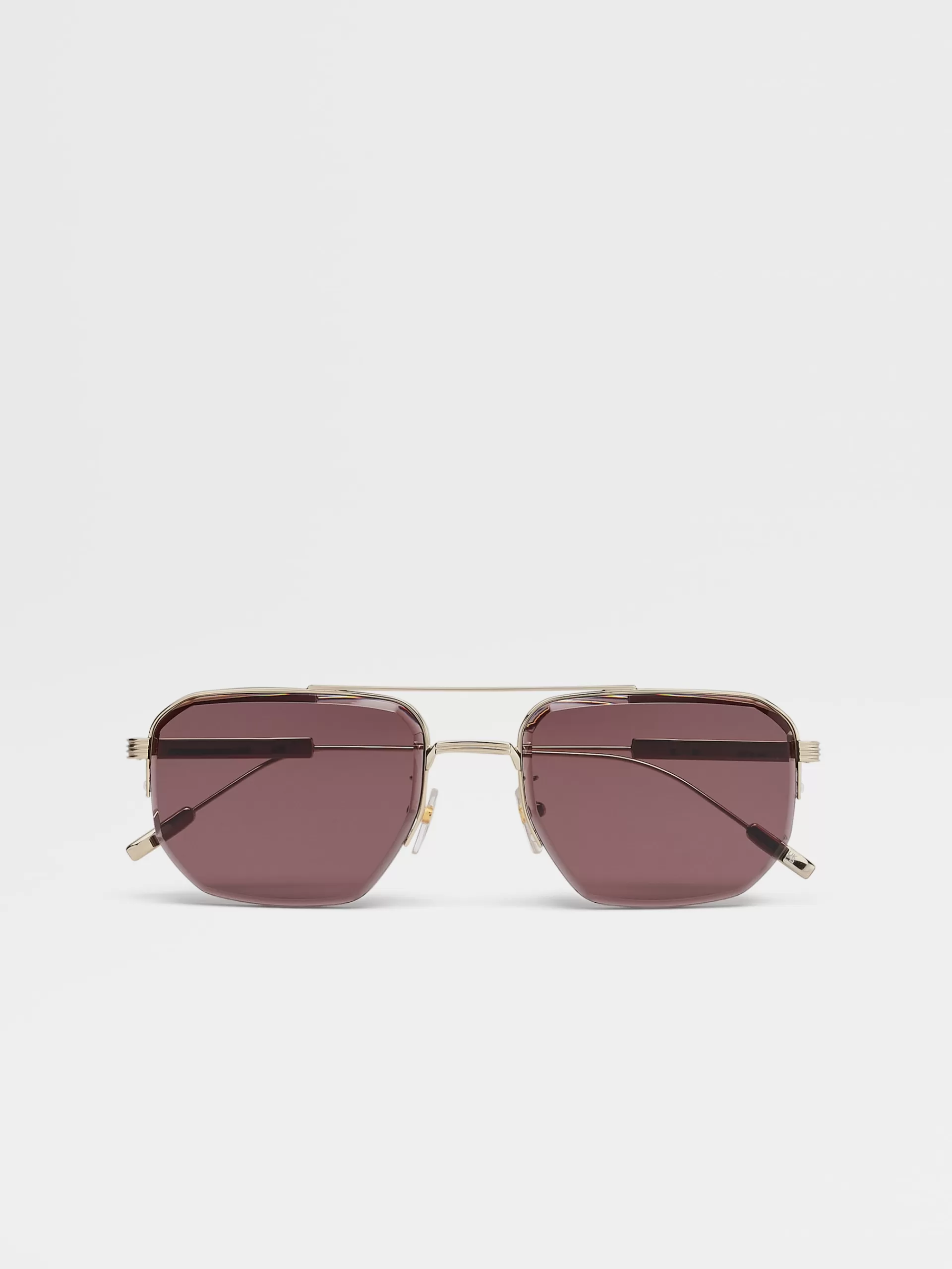 Store ZEGNA Lunettes De Soleil En Metal Couleur Or Clair