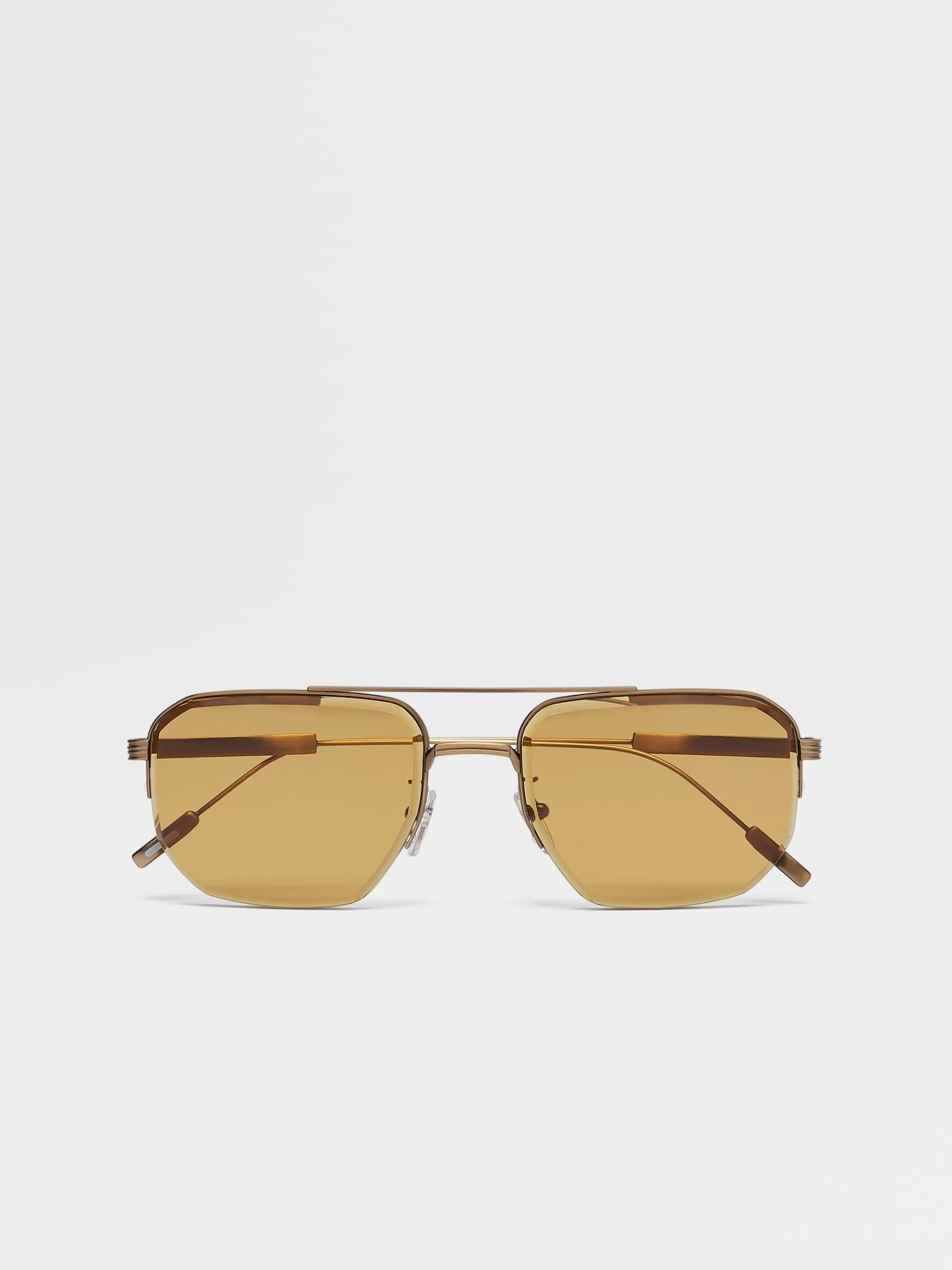 Flash Sale ZEGNA Lunettes De Soleil En Metal Couleur Laiton Effet Vieilli