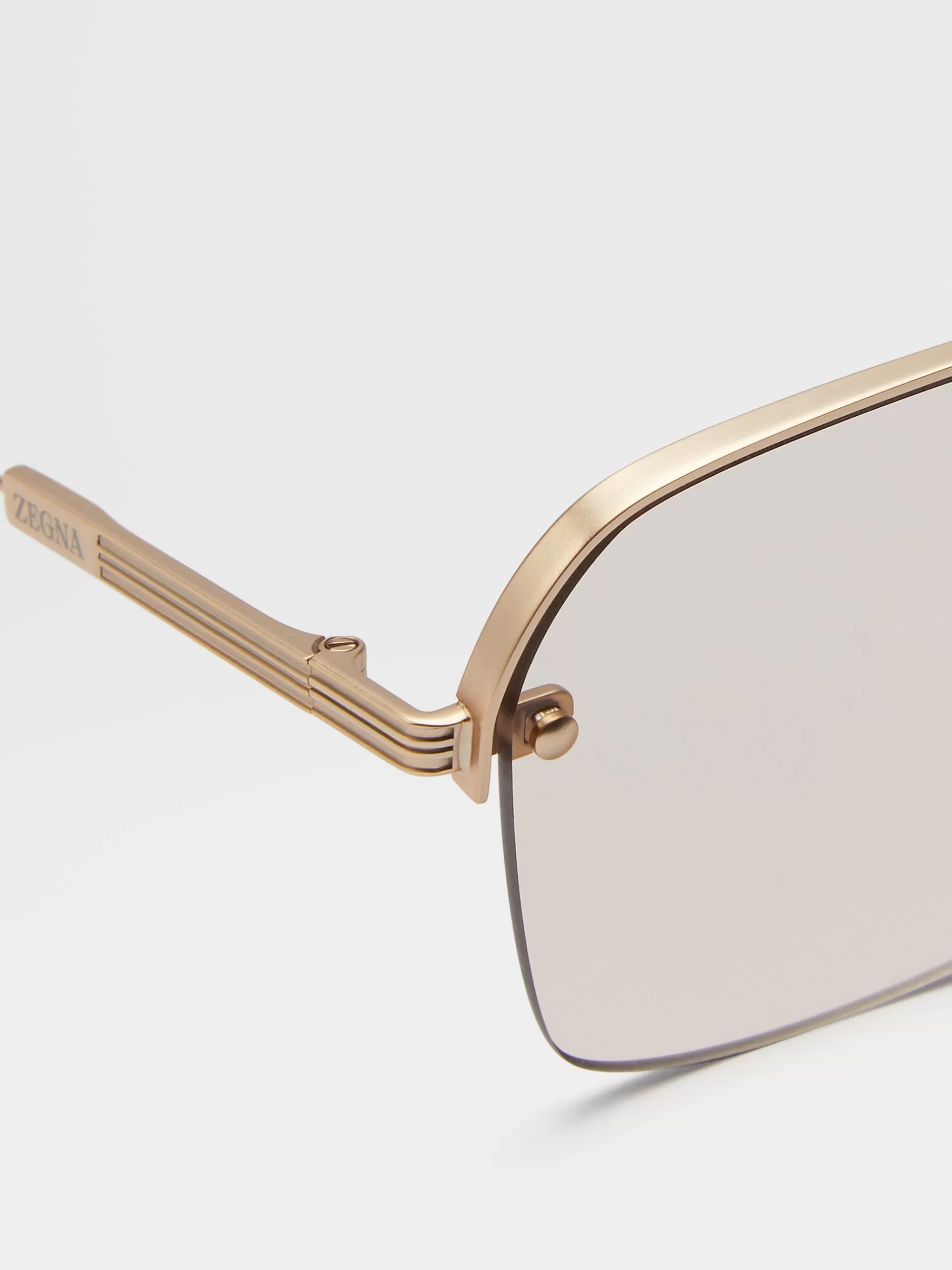 Clearance ZEGNA Lunettes De Soleil En Metal Couleur Or Rose