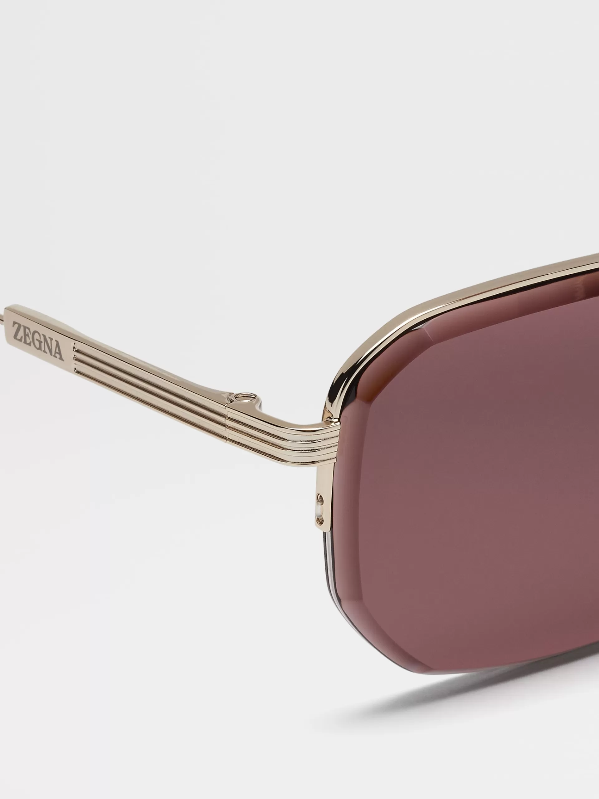 Store ZEGNA Lunettes De Soleil En Metal Couleur Or Clair