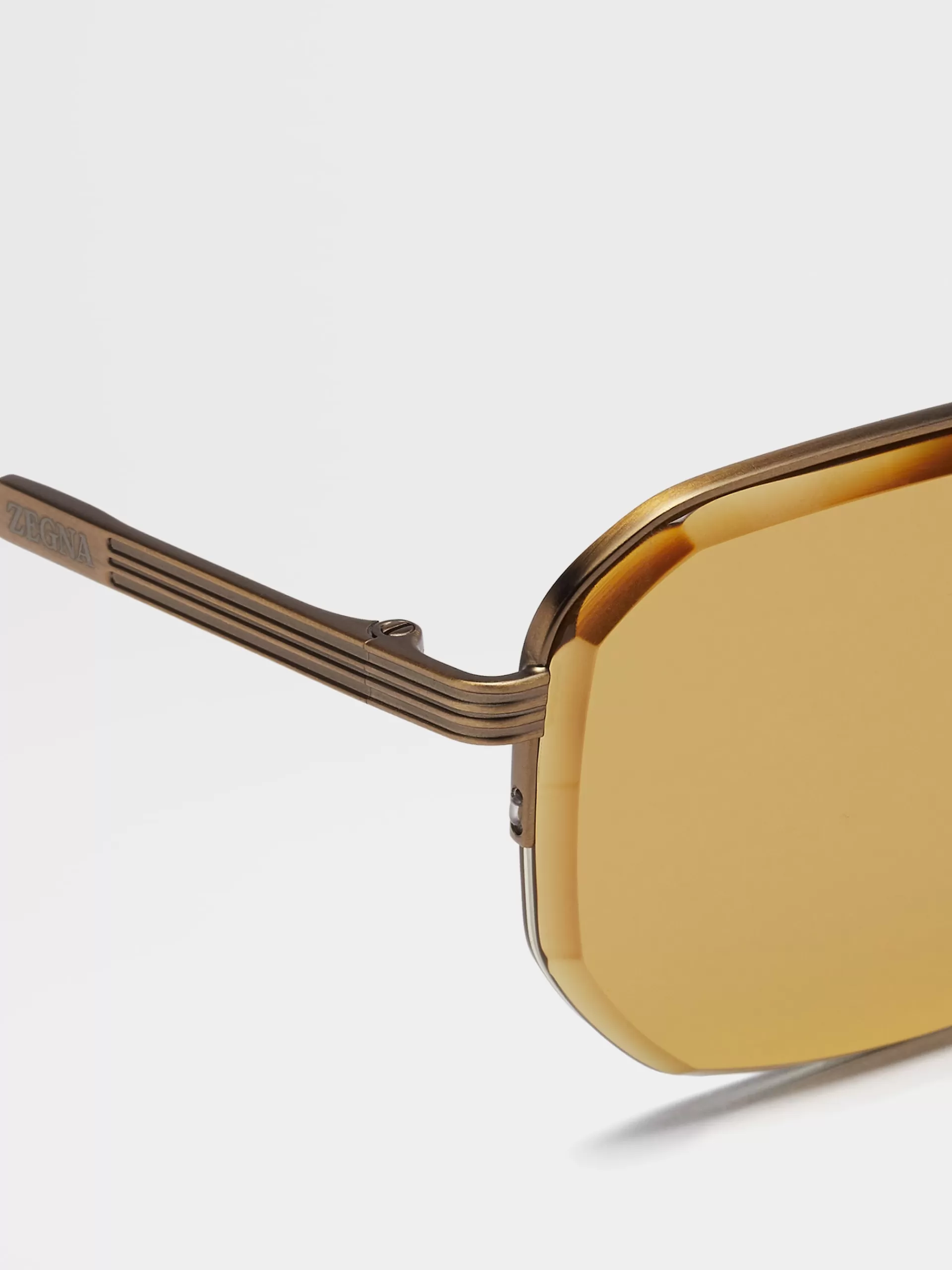 Flash Sale ZEGNA Lunettes De Soleil En Metal Couleur Laiton Effet Vieilli