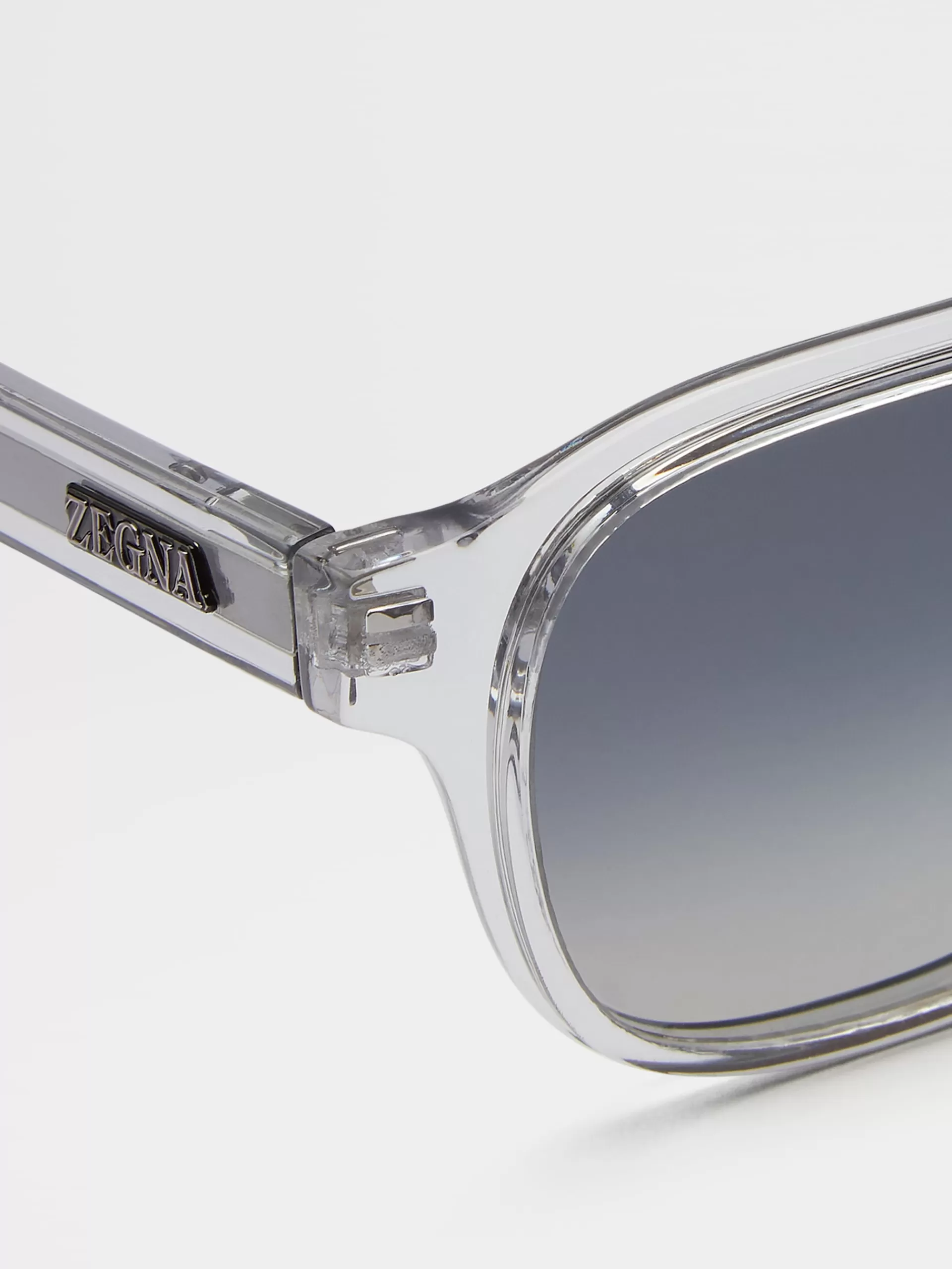 Shop ZEGNA Lunettes De Soleil Pliables Luce A Verres Polarises Gris Clair Transparent