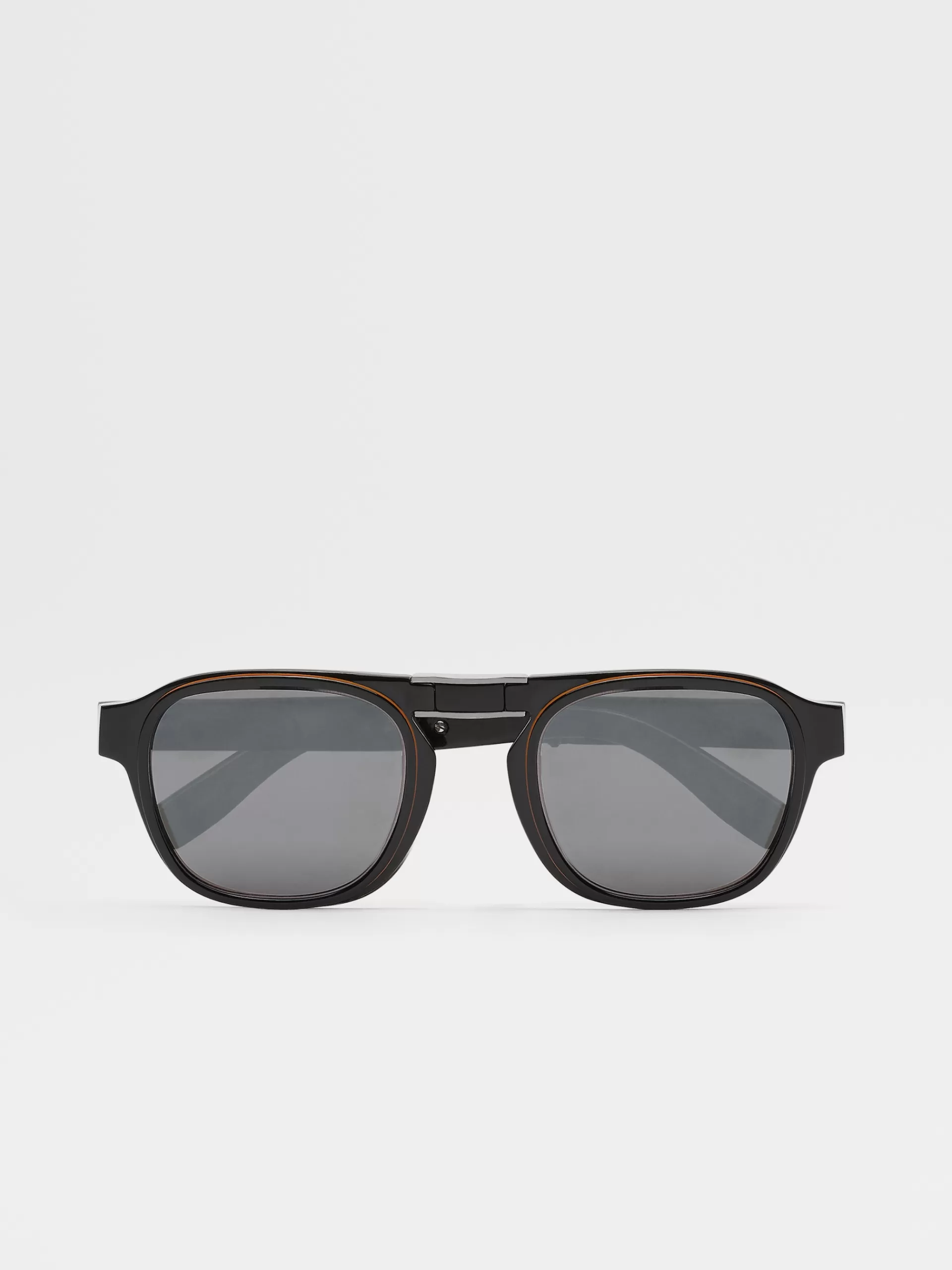 Shop ZEGNA Lunettes De Soleil Pliables Luce Noires Et Marron Vigogne Noir/Marron Vigogne