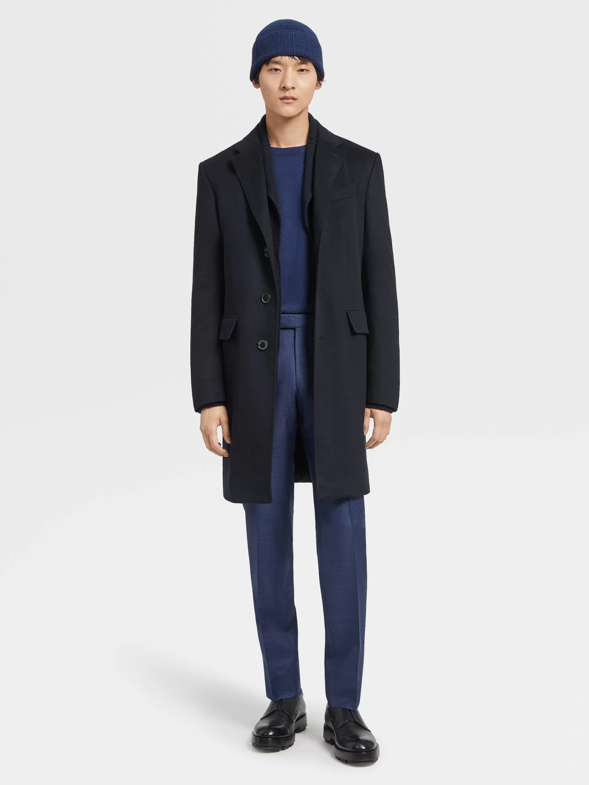 Outlet ZEGNA Manteau Sartorial Oasi Cashmere Bleu Marine