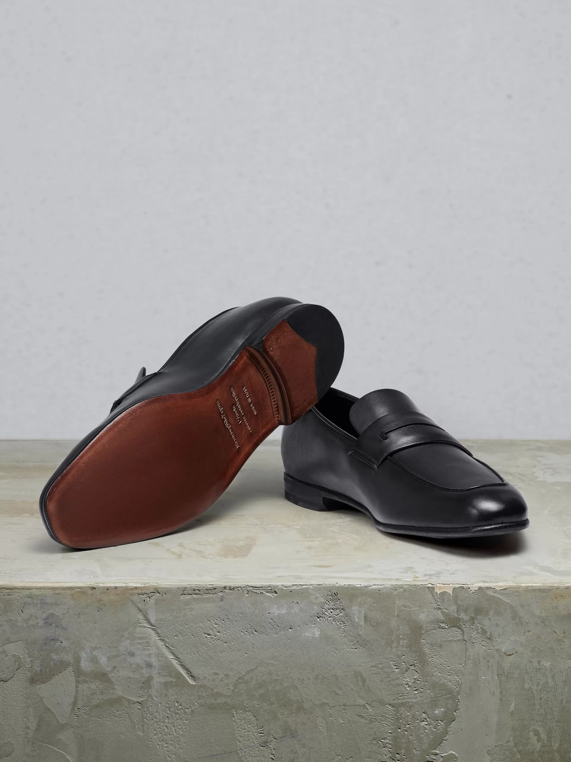 Best Sale ZEGNA Mocassins En Cuir Nappa L'Asola Bleu Marine