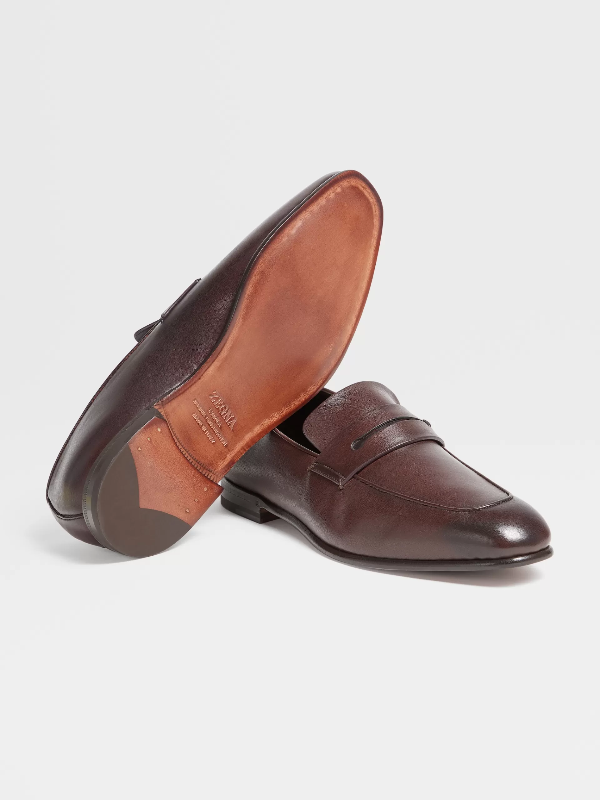 Sale ZEGNA Mocassins L'Asola En Cuir Marron Fonce