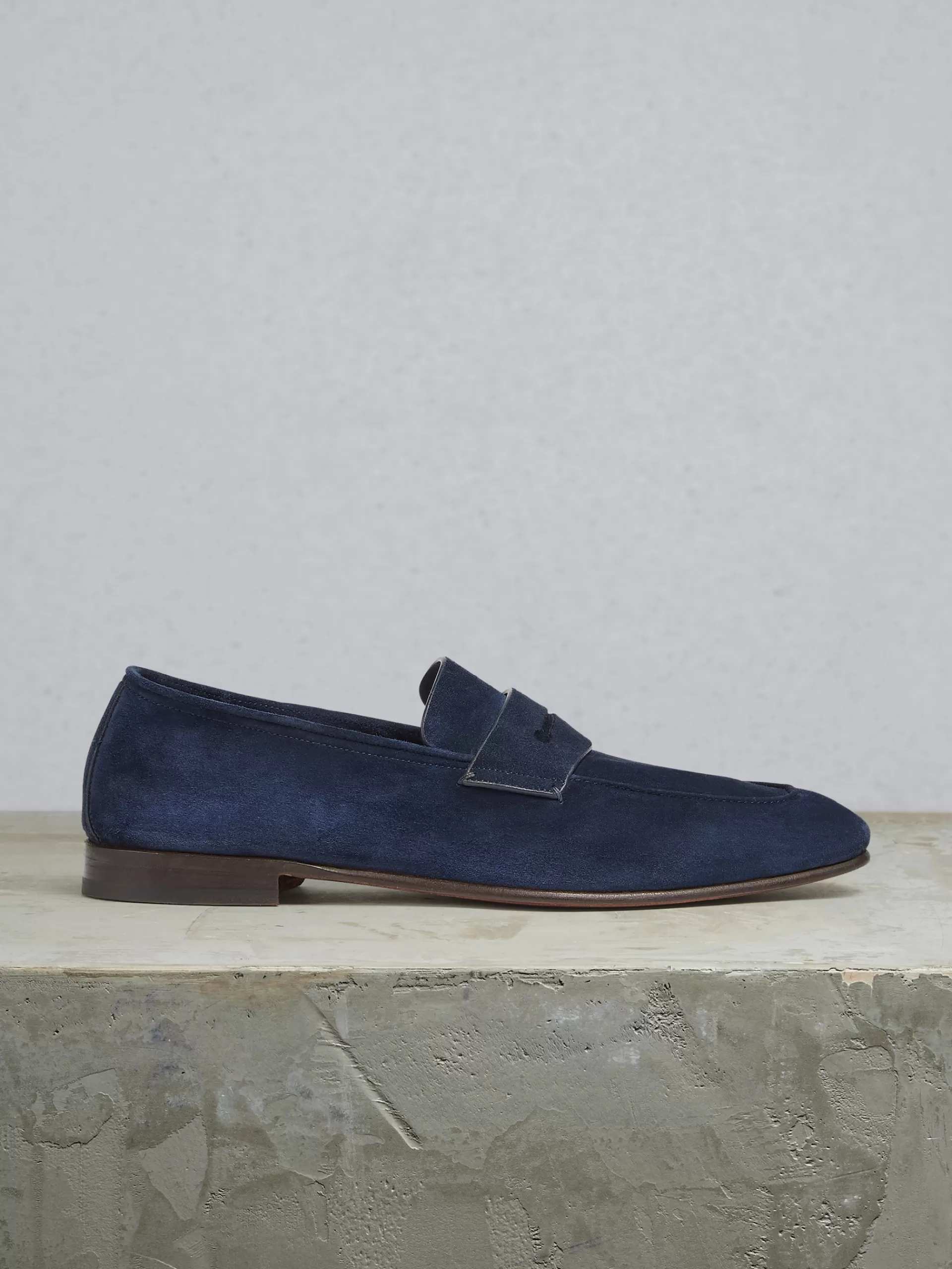 Best Sale ZEGNA Mocassins L'Asola En Veau Velours Bleu Clair