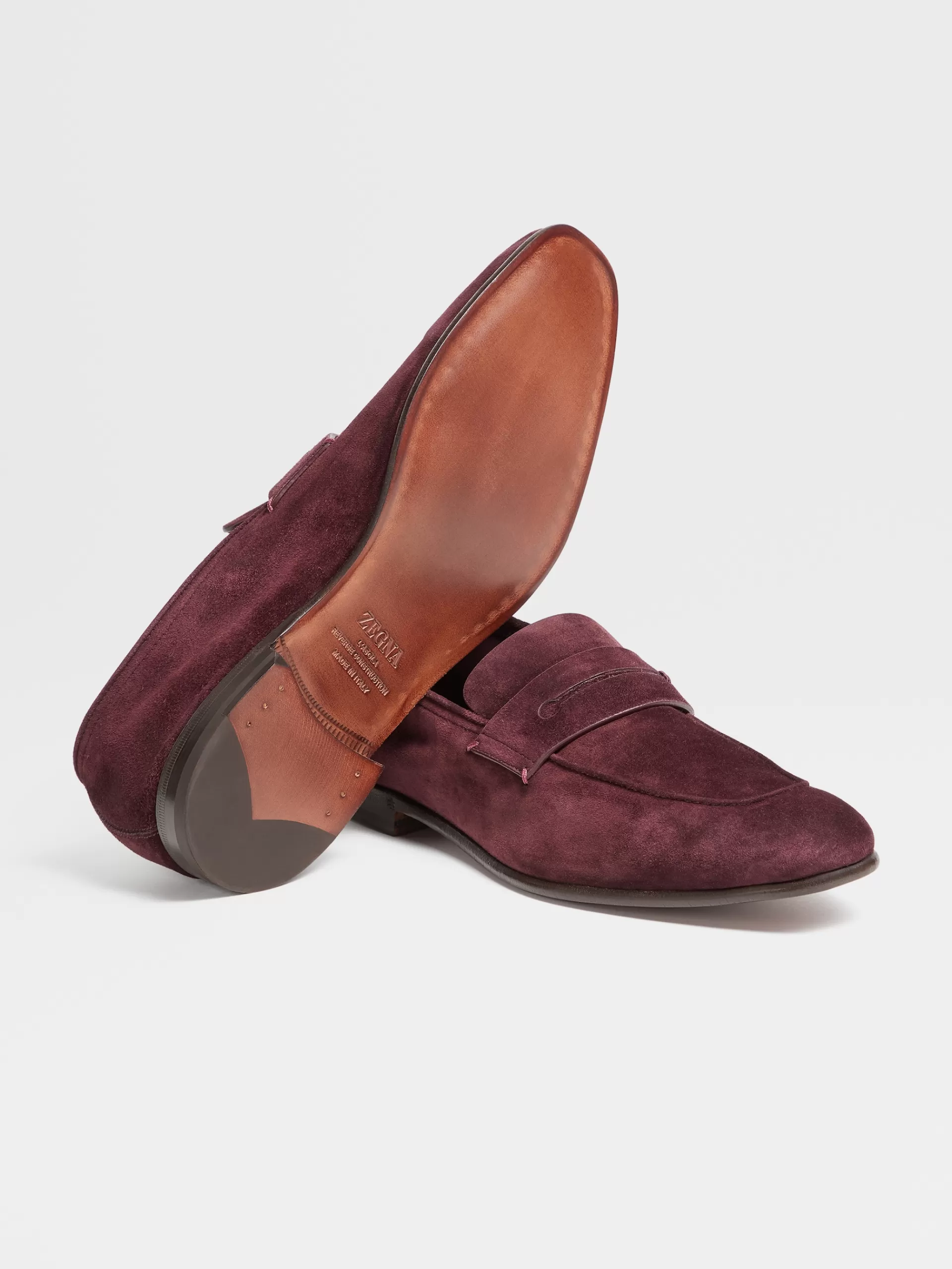 Best Sale ZEGNA Mocassins L'Asola En Veau Velours Cognac