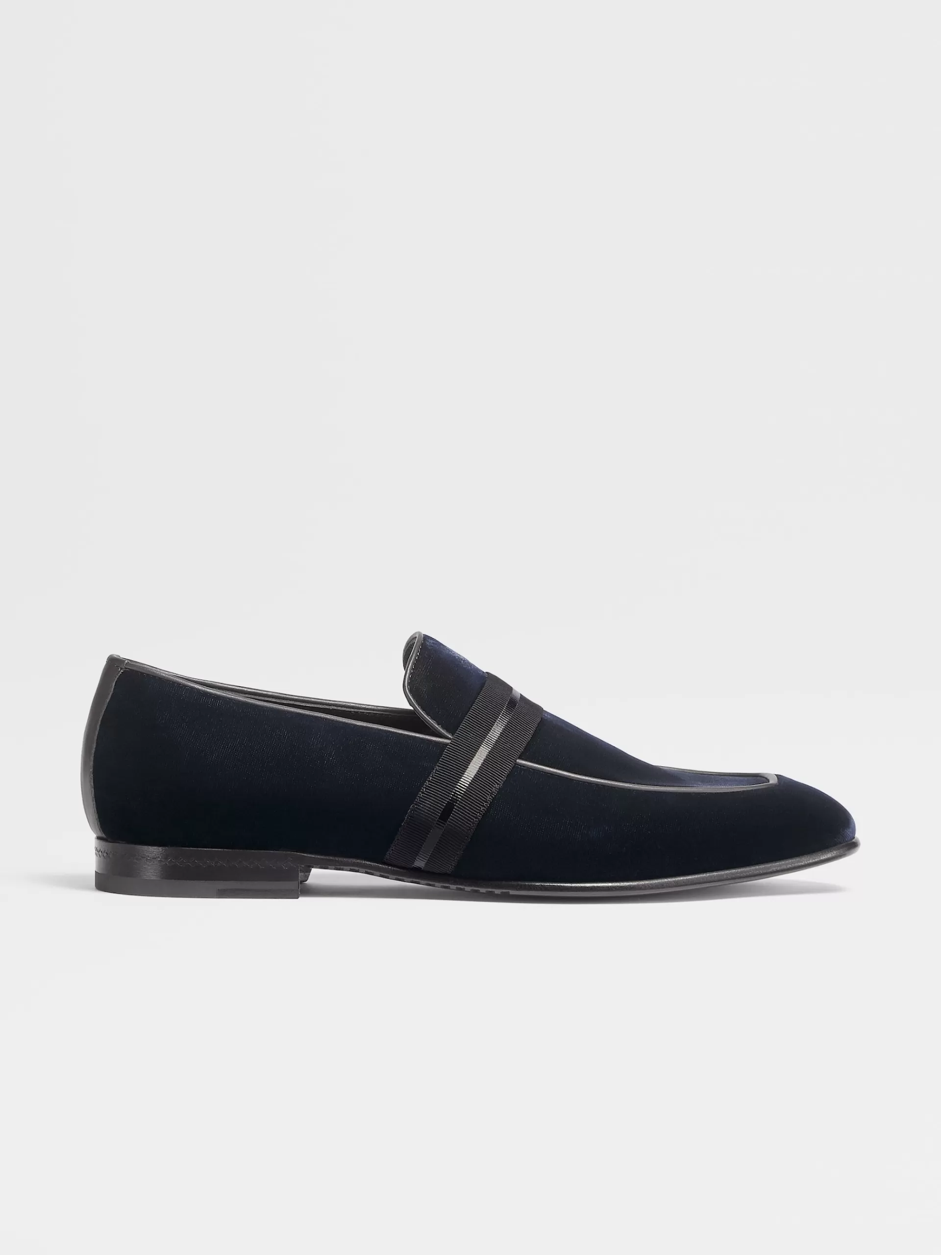 Hot ZEGNA Mocassins Sans Lacets Lido En Velours Bleu Fonce