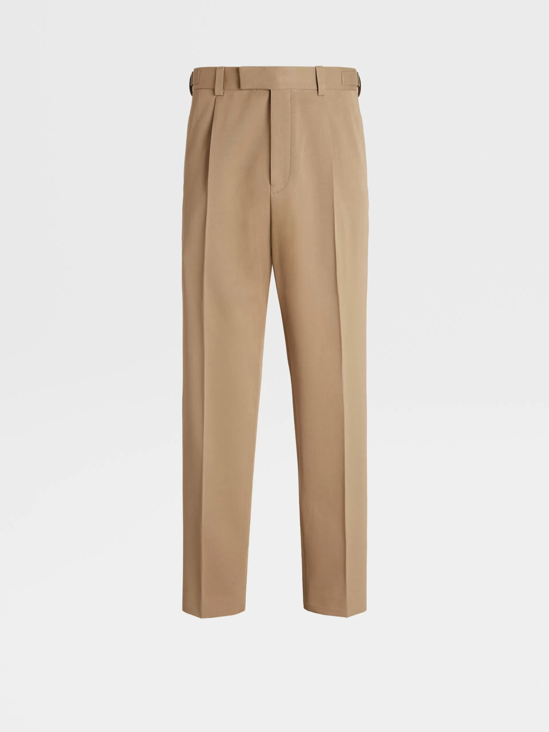 Online ZEGNA Pantalon A Pli En Coton Et Laine Camel