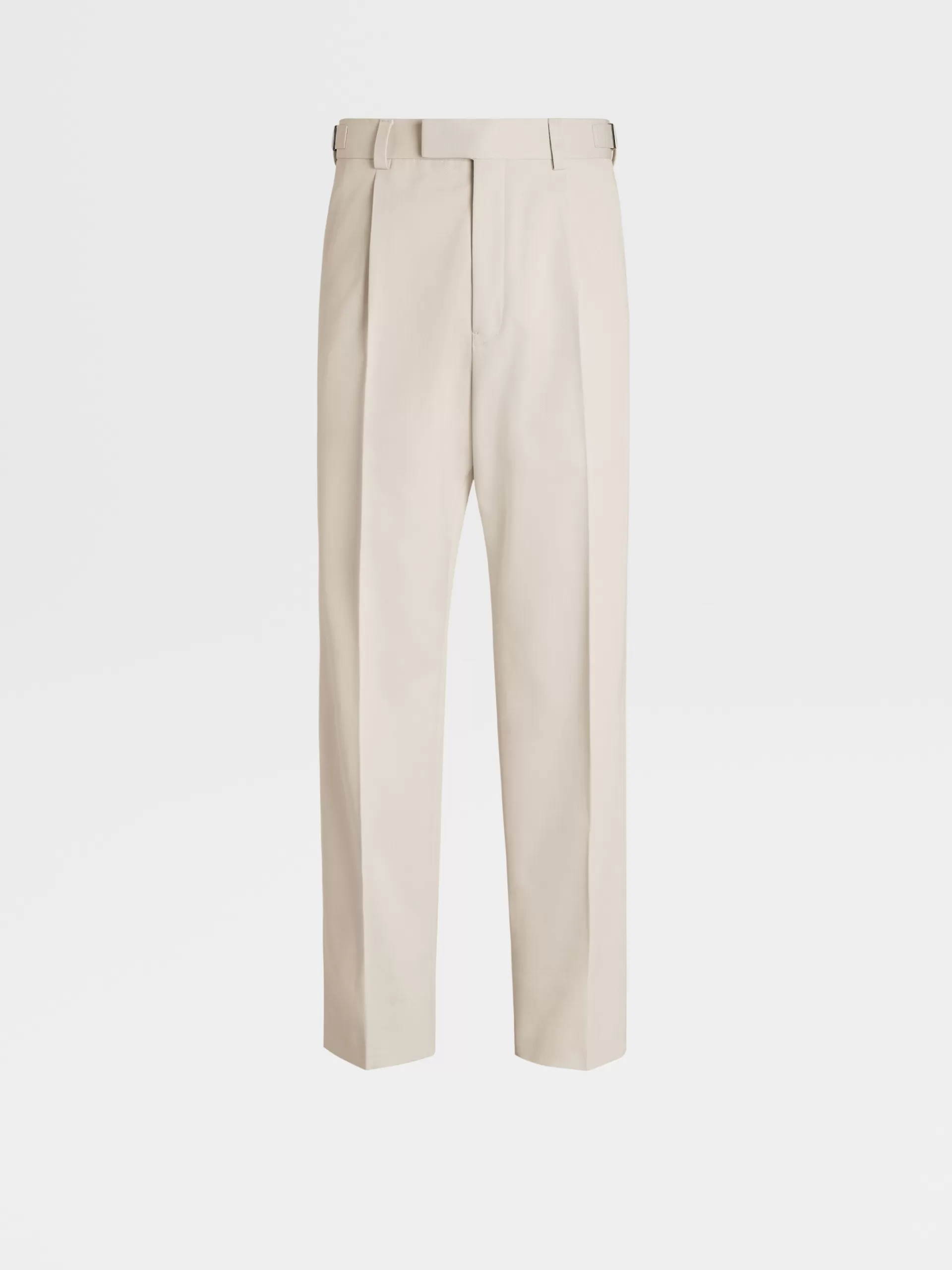 Sale ZEGNA Pantalon A Pli En Coton Et Laine Blanc Casse