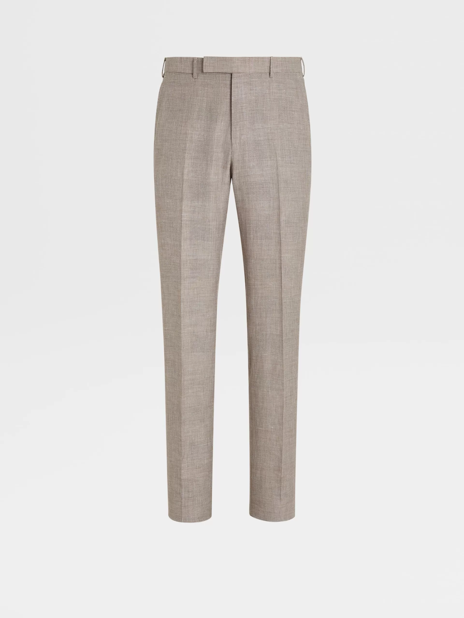 Best ZEGNA Pantalon Crossover En Laine Melangee Marron Et Beige Clair A Motif Prince De Galles Marron/Beige Clair