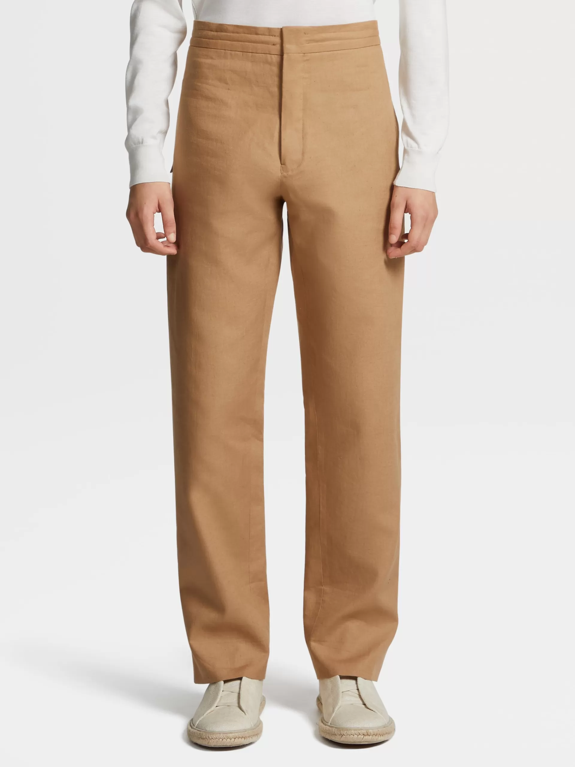 Hot ZEGNA Pantalon De Jogging En Lin Pur Beige