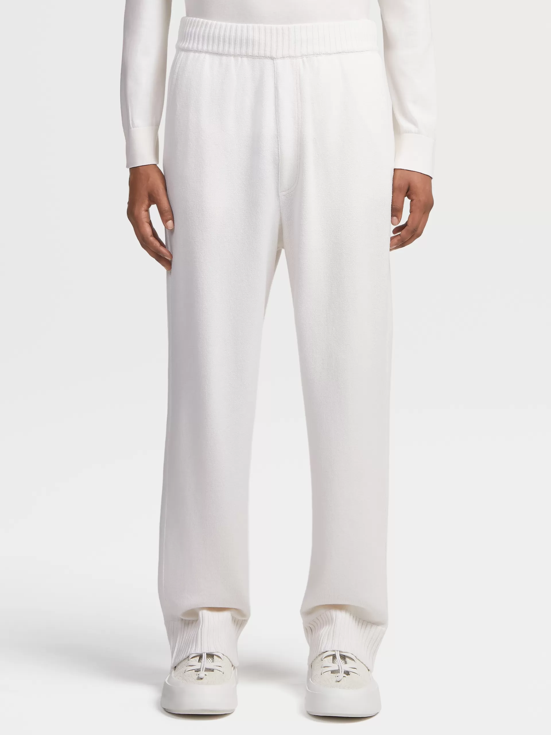 Hot ZEGNA Pantalon De Jogging En Maile De Cachemire Et Coton Blanc