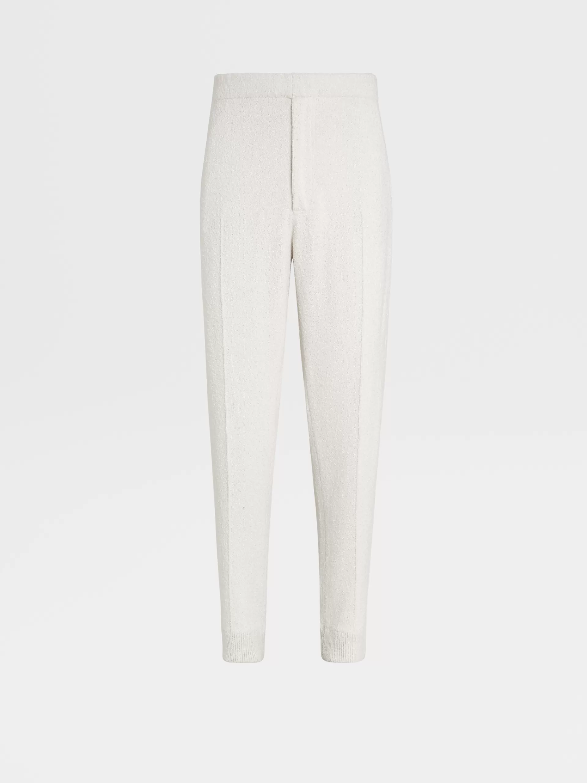 Store ZEGNA Pantalon De Jogging En Maille De Soie Et Cachemire Blanc Casse