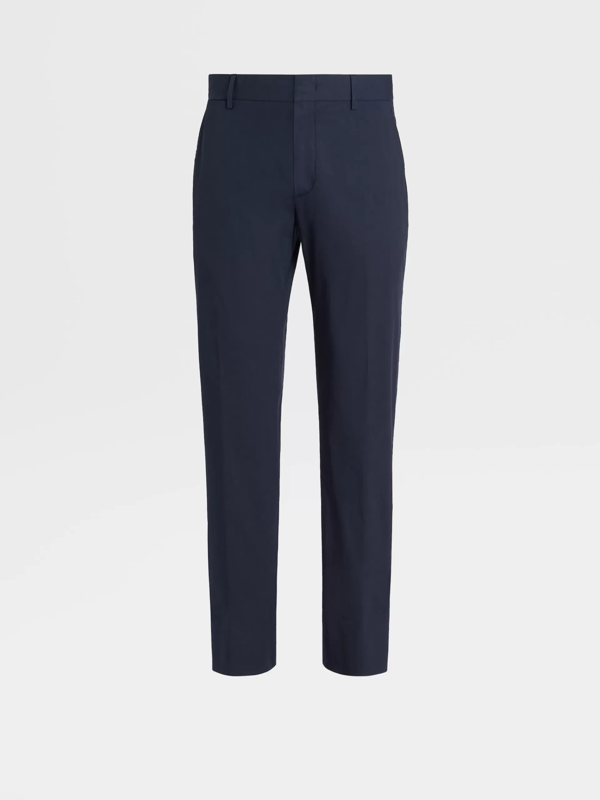 Shop ZEGNA Pantalon En Coton Extensible Tela Vela Bleu Marine