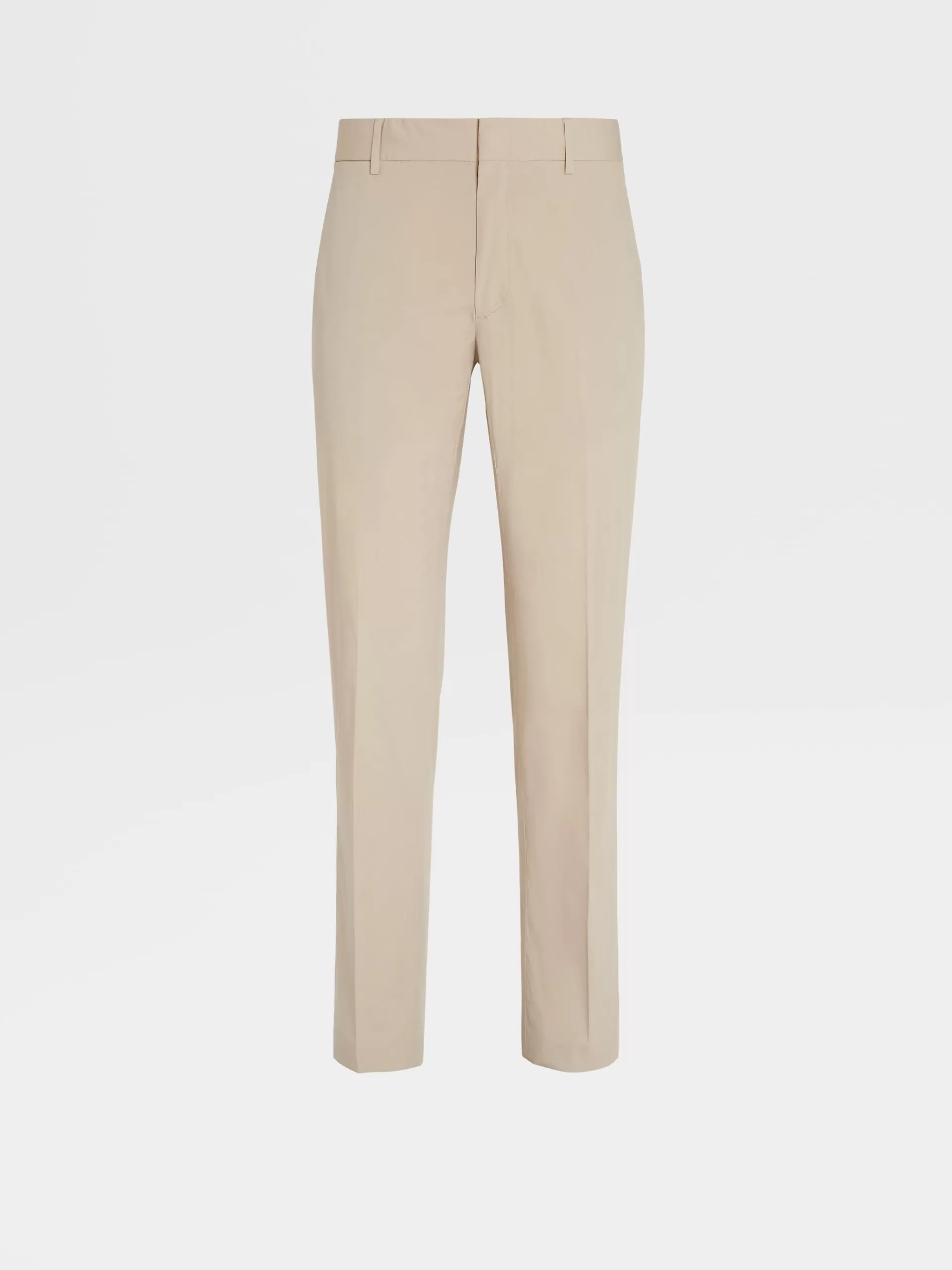 Discount ZEGNA Pantalon En Coton Extensible Tela Vela Beige