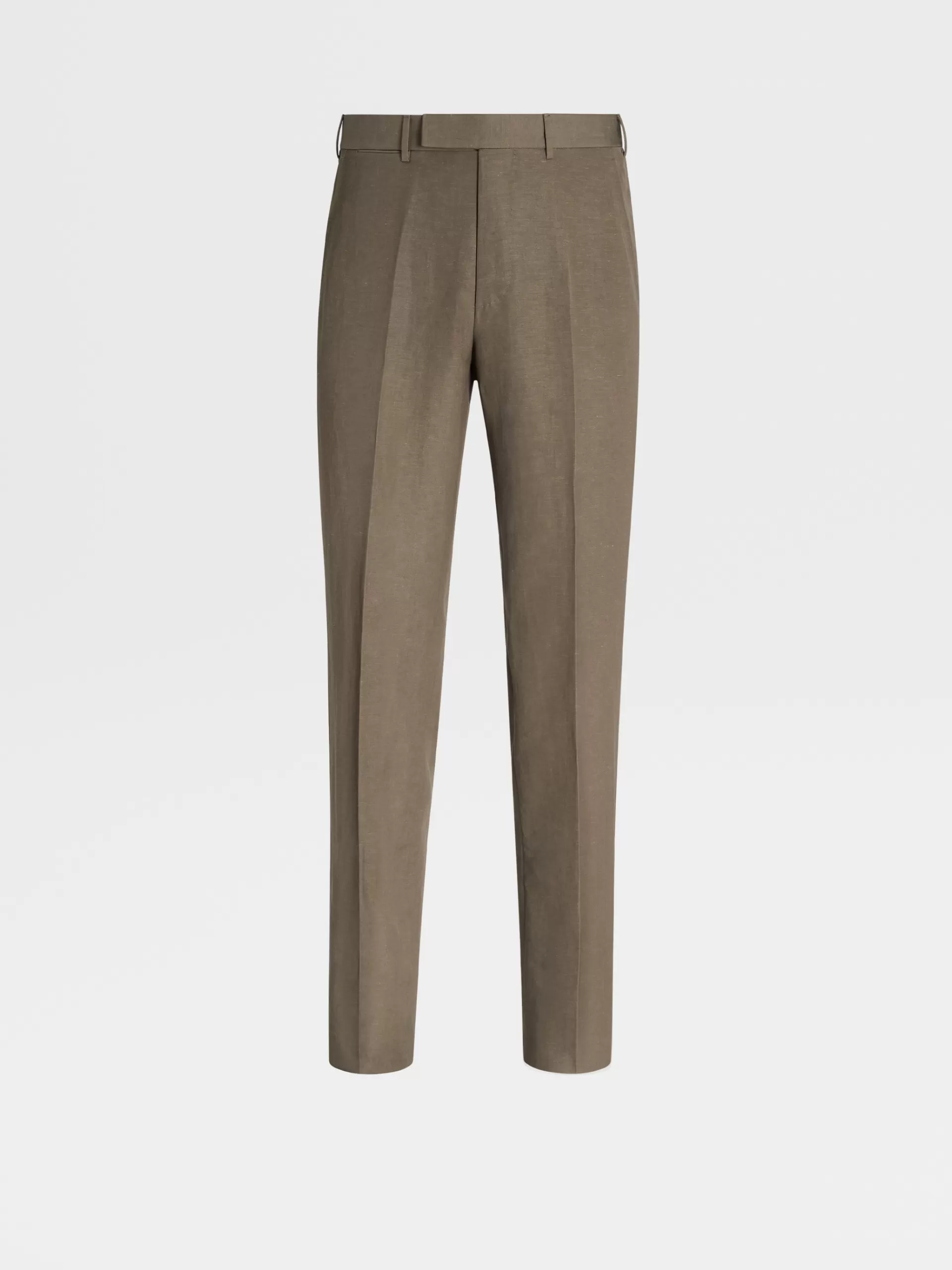 Clearance ZEGNA Pantalon En Laine Et Lin Trofeo™ Summer Vert Kaki Clair