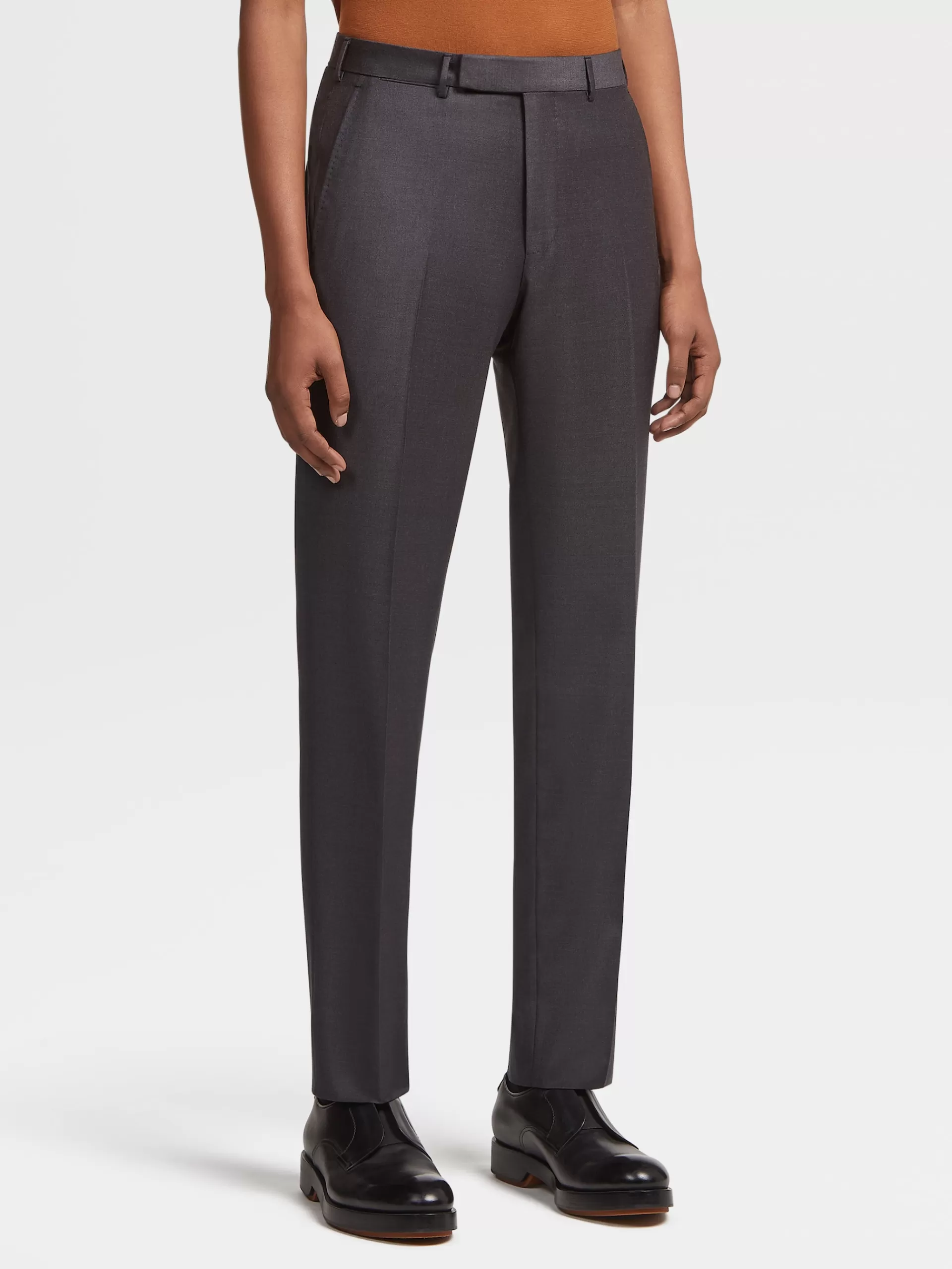 Store ZEGNA Pantalon En Laine Trofeo™ Gris Fonce