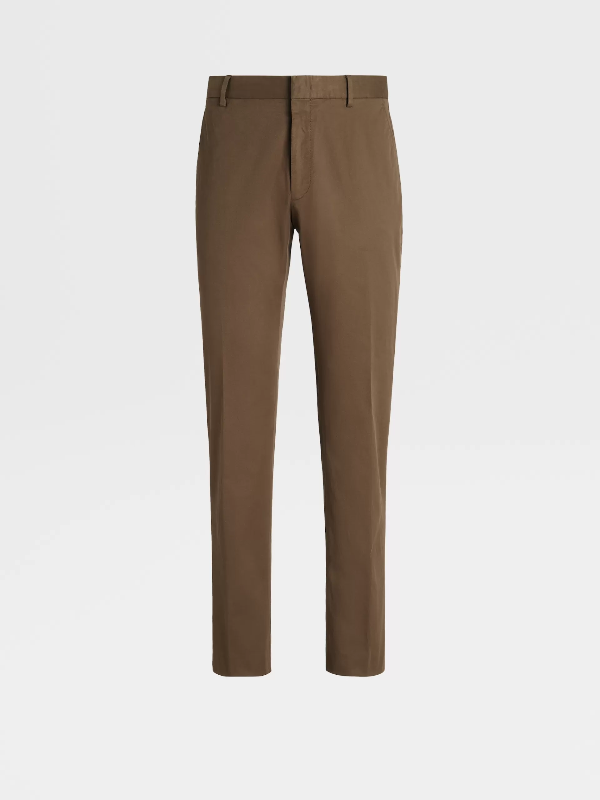 Cheap ZEGNA Pantalon En Premium Cotton Teint En Piece Marron Clair