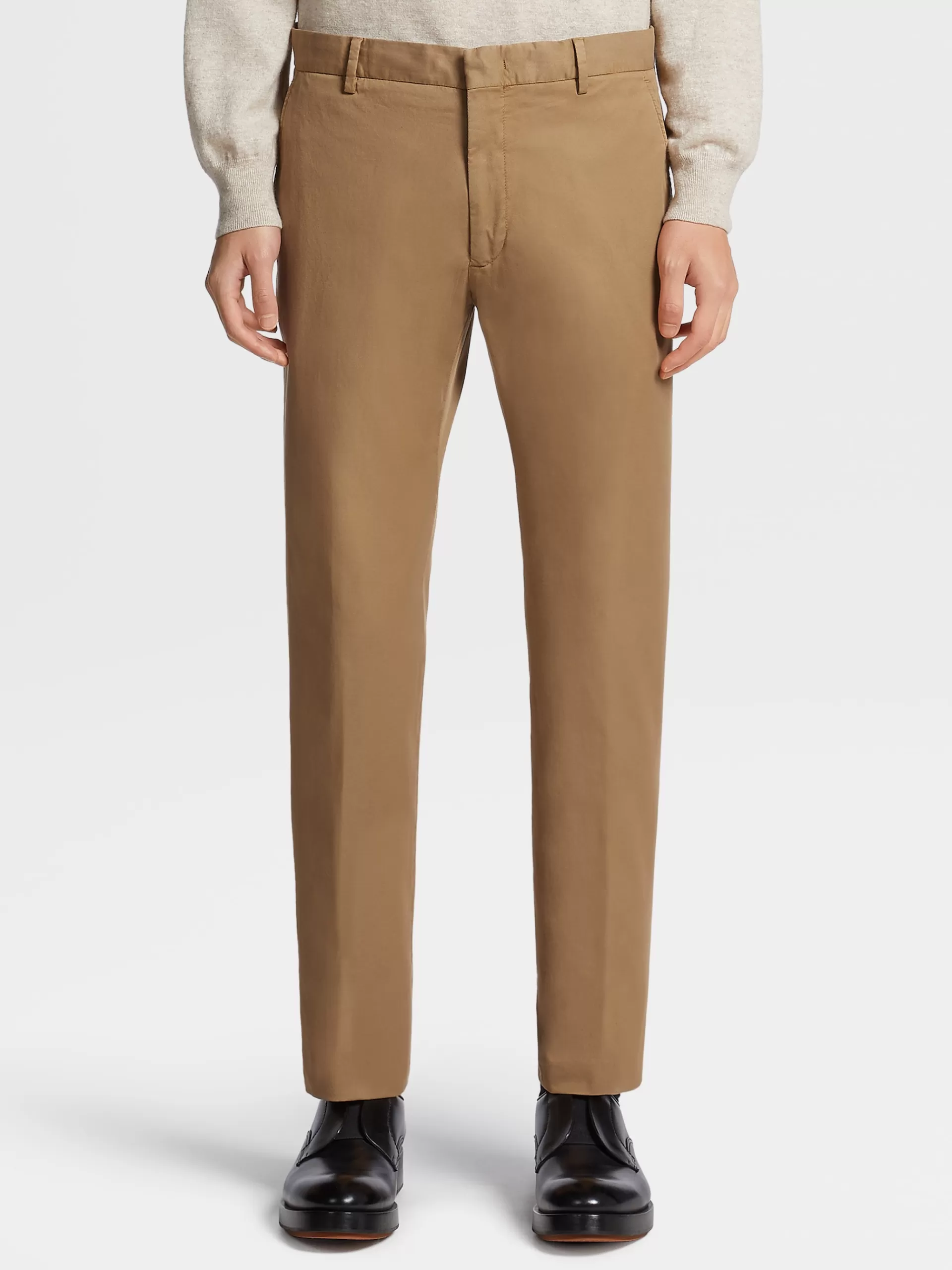 Cheap ZEGNA Pantalon En Premium Cotton Teint En Piece Camel