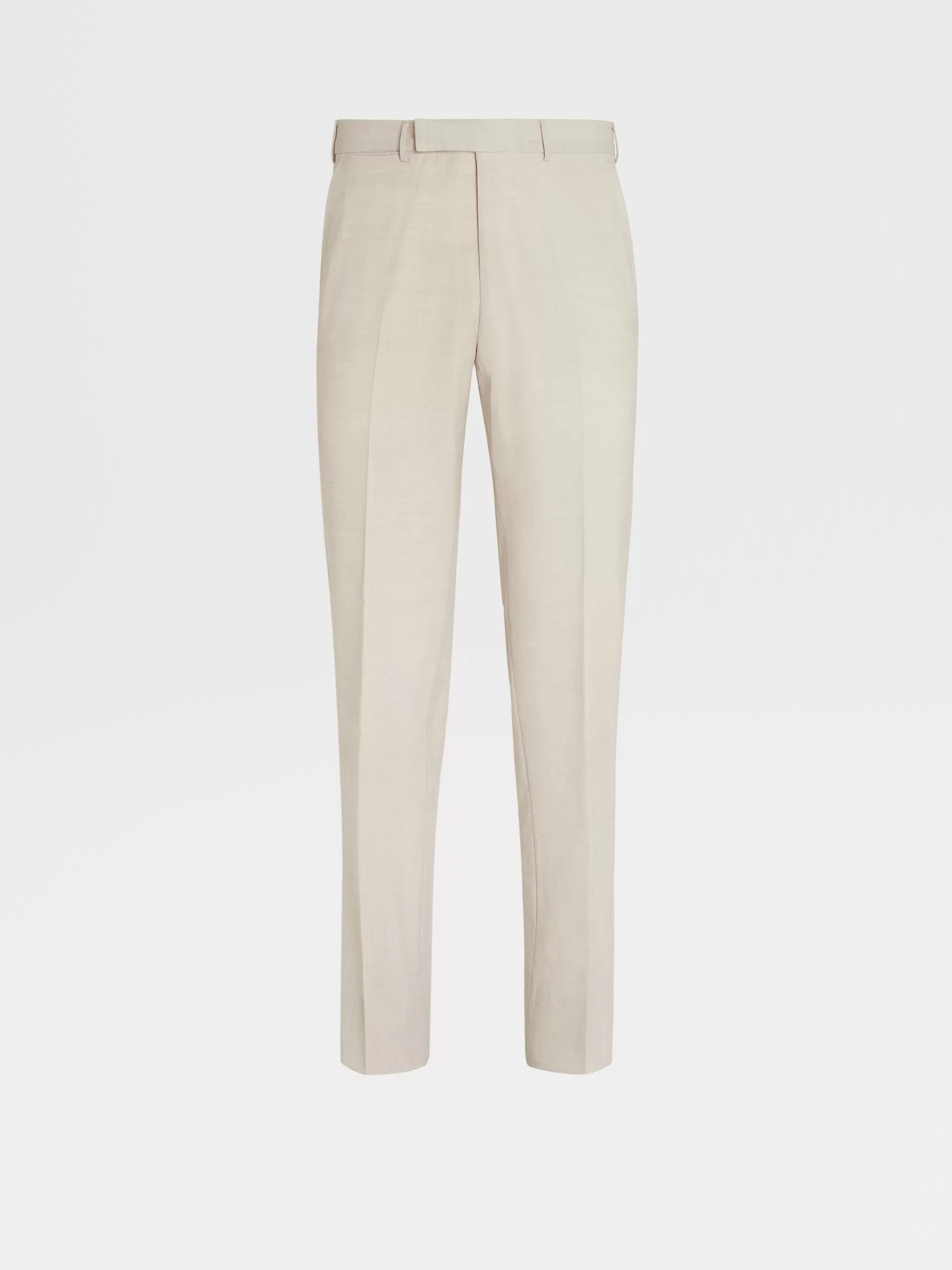 Best ZEGNA Pantalon En Trofeo™ Seersucker De Laine Melangee Blanc Casse