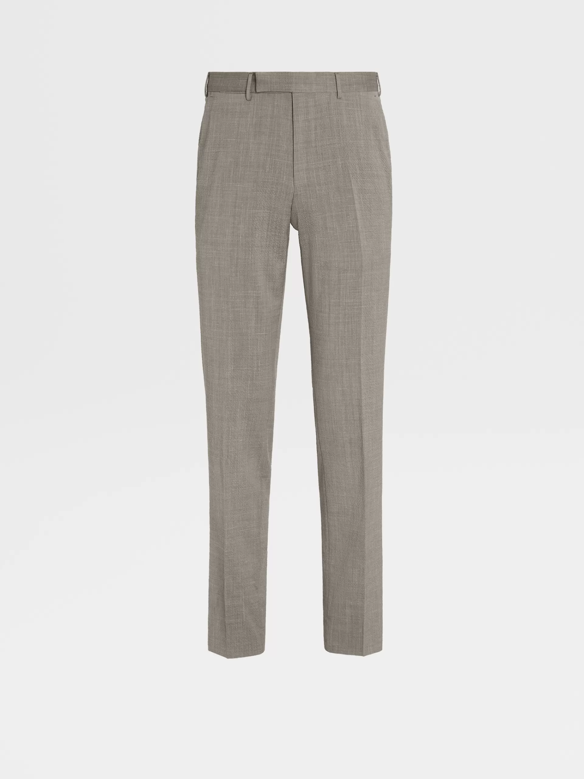 Cheap ZEGNA Pantalon En Trofeo™ Seersucker De Laine Melangee Marron Clair