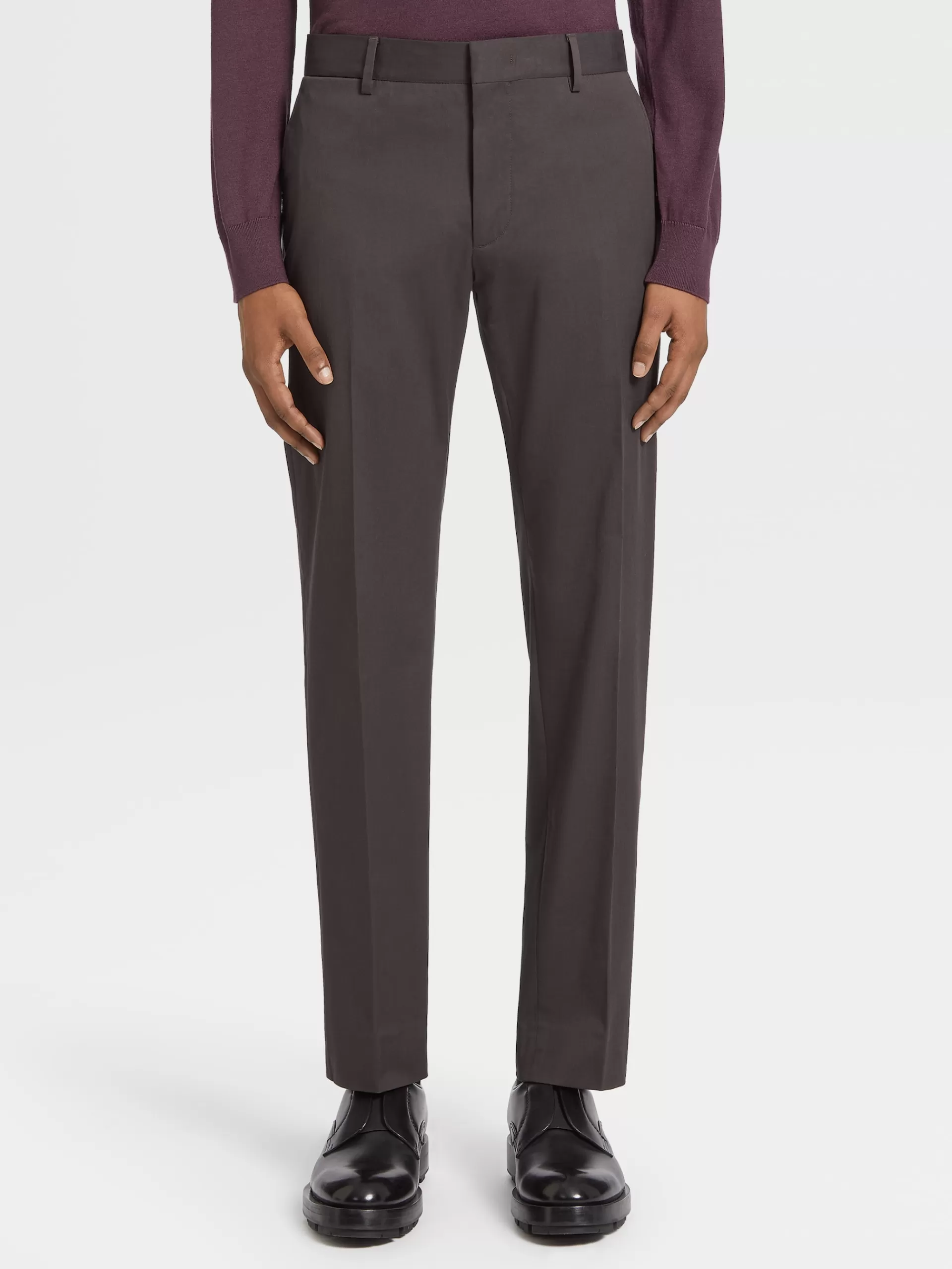 Fashion ZEGNA Pantalon Loungewear En Coton Marron Fonce