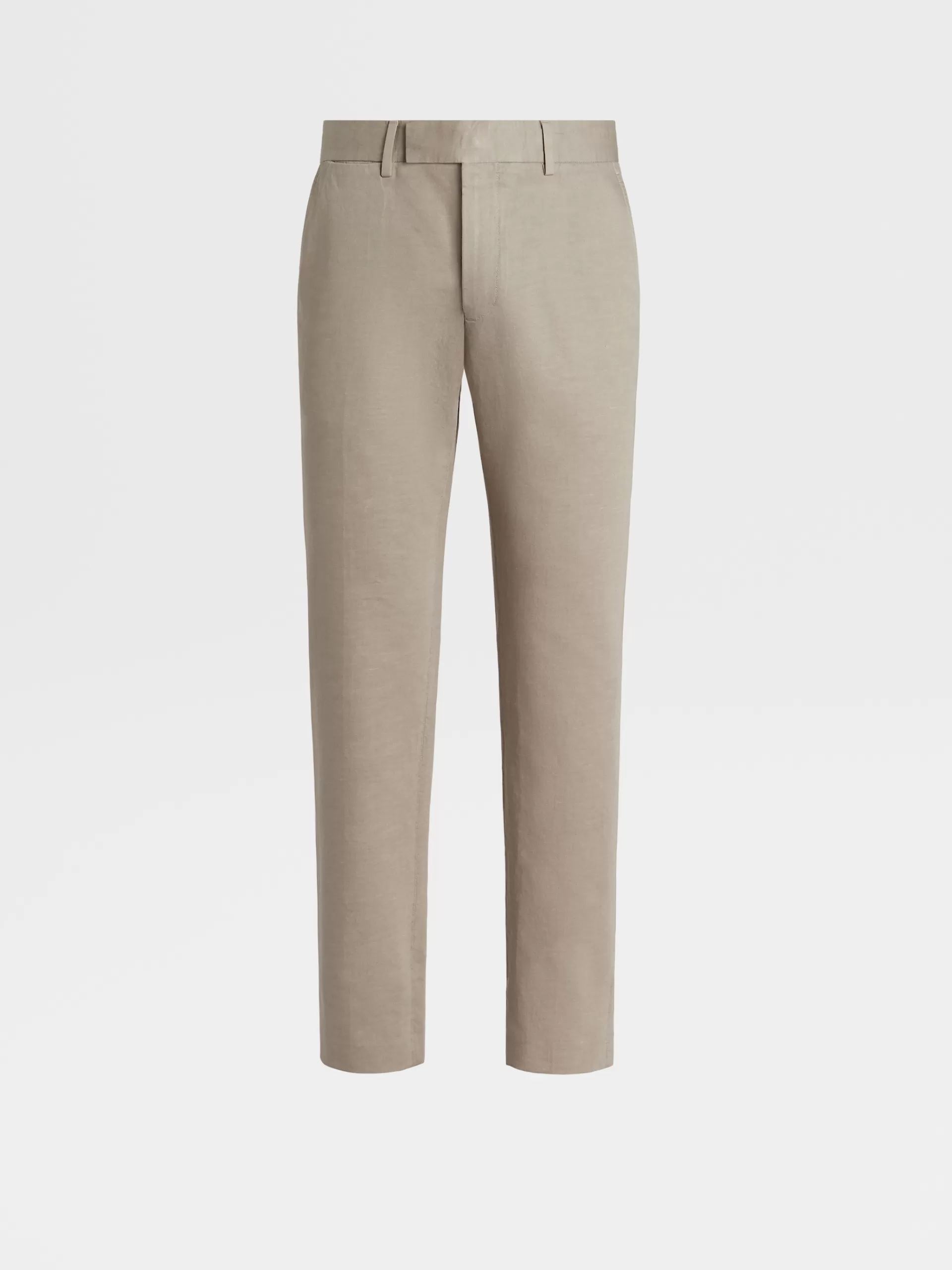 Flash Sale ZEGNA Pantalon Summer Chino En Coton Et Lin Gris Clair