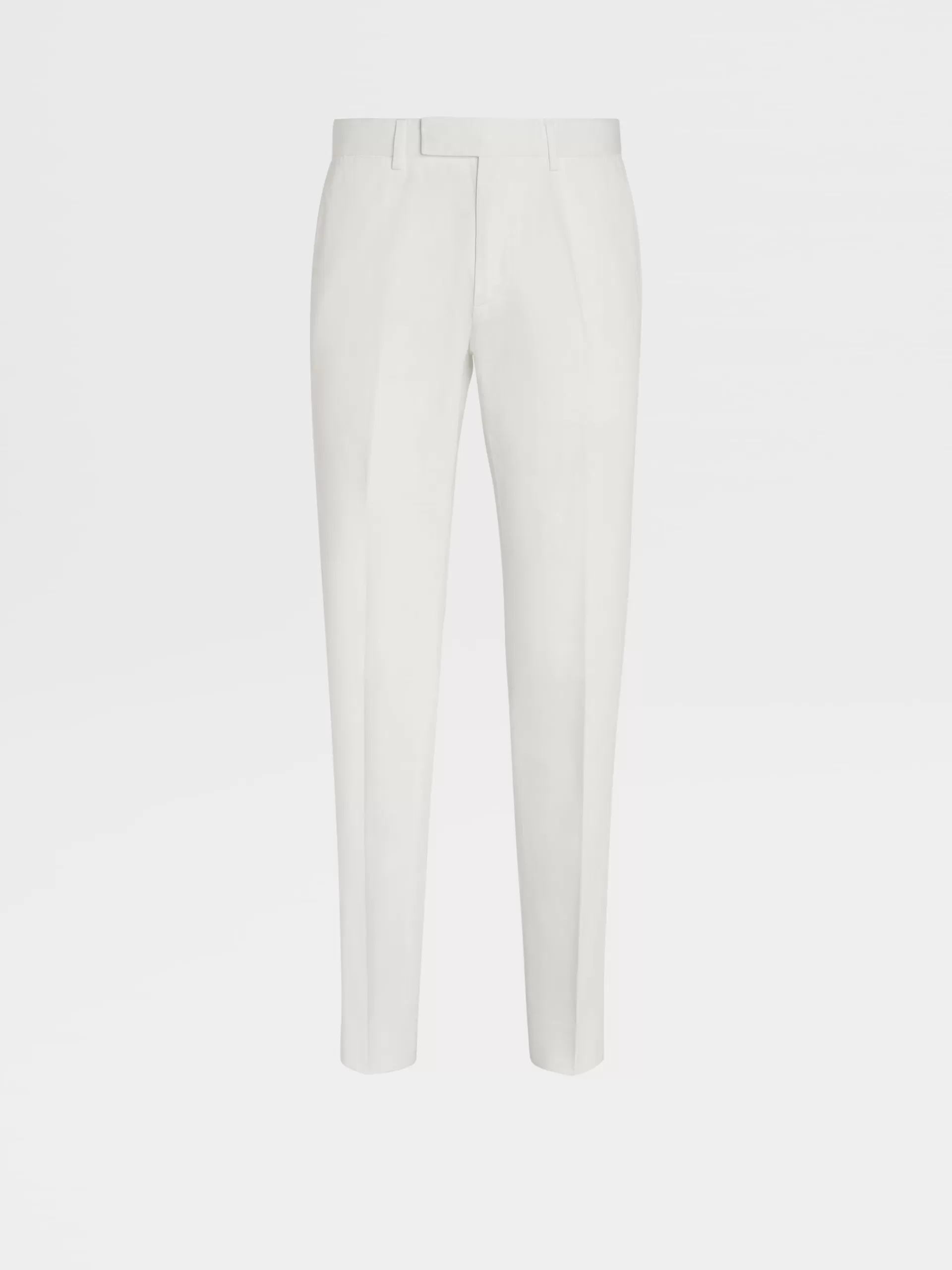 Shop ZEGNA Pantalon Summer Chino En Coton Et Lin Blanc