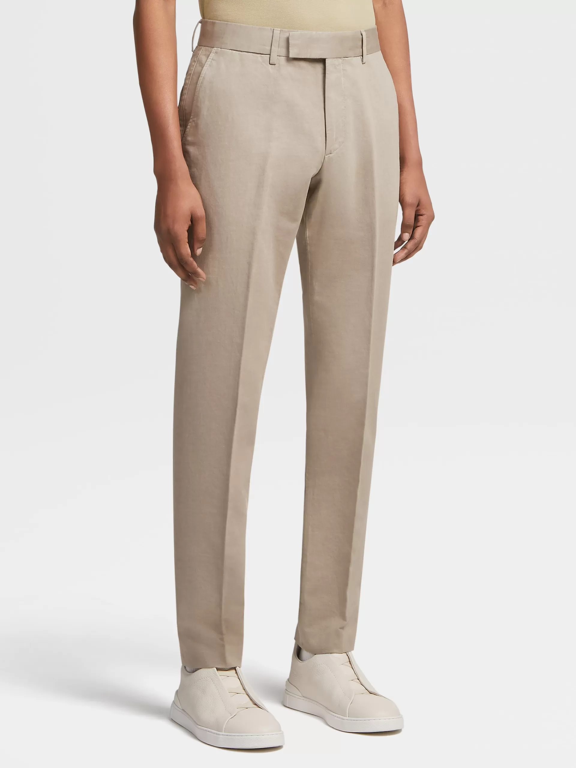 Flash Sale ZEGNA Pantalon Summer Chino En Coton Et Lin Gris Clair