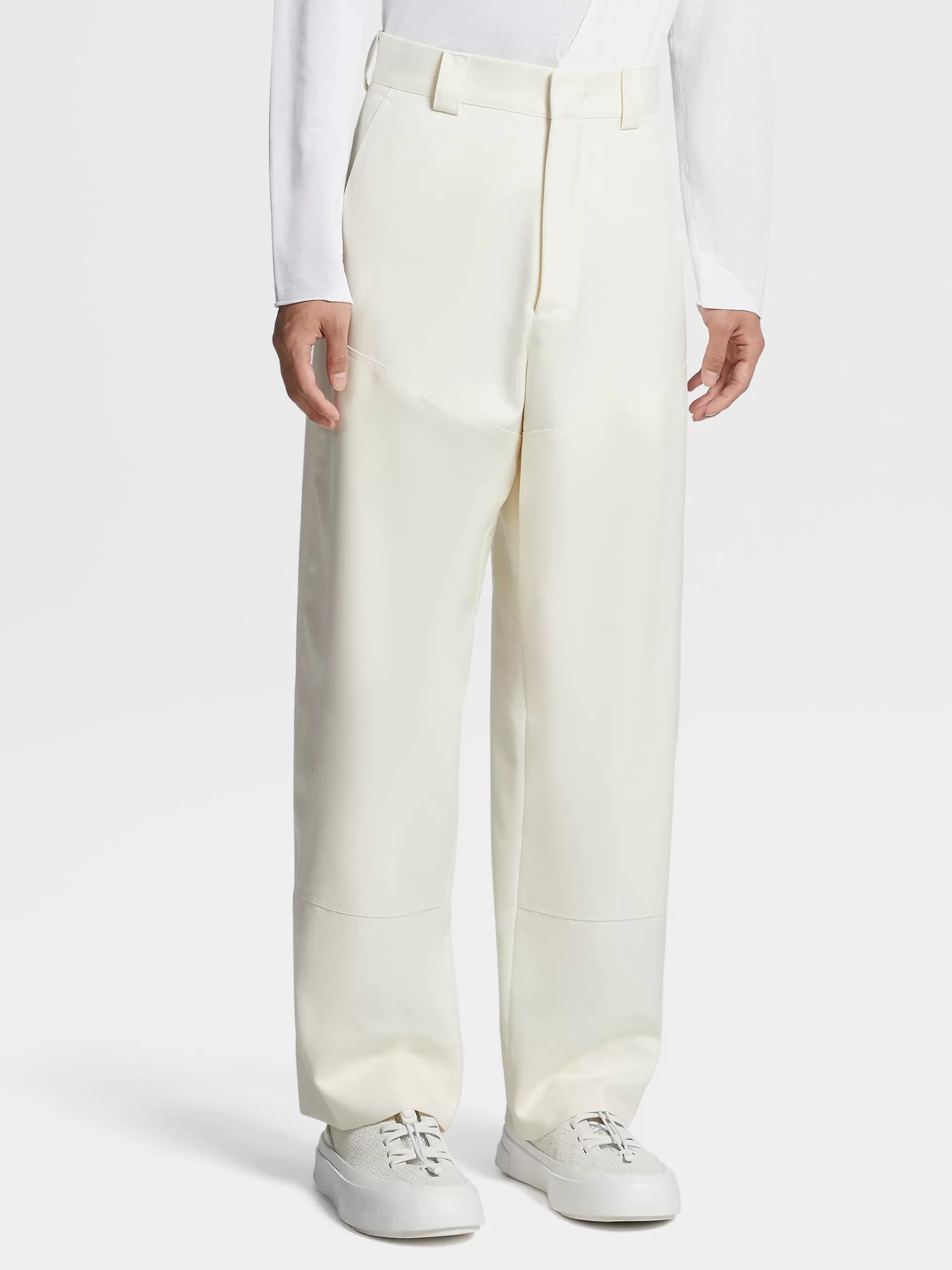 Hot ZEGNA Pantalon Workwear En Laine Pure Blanc Casse