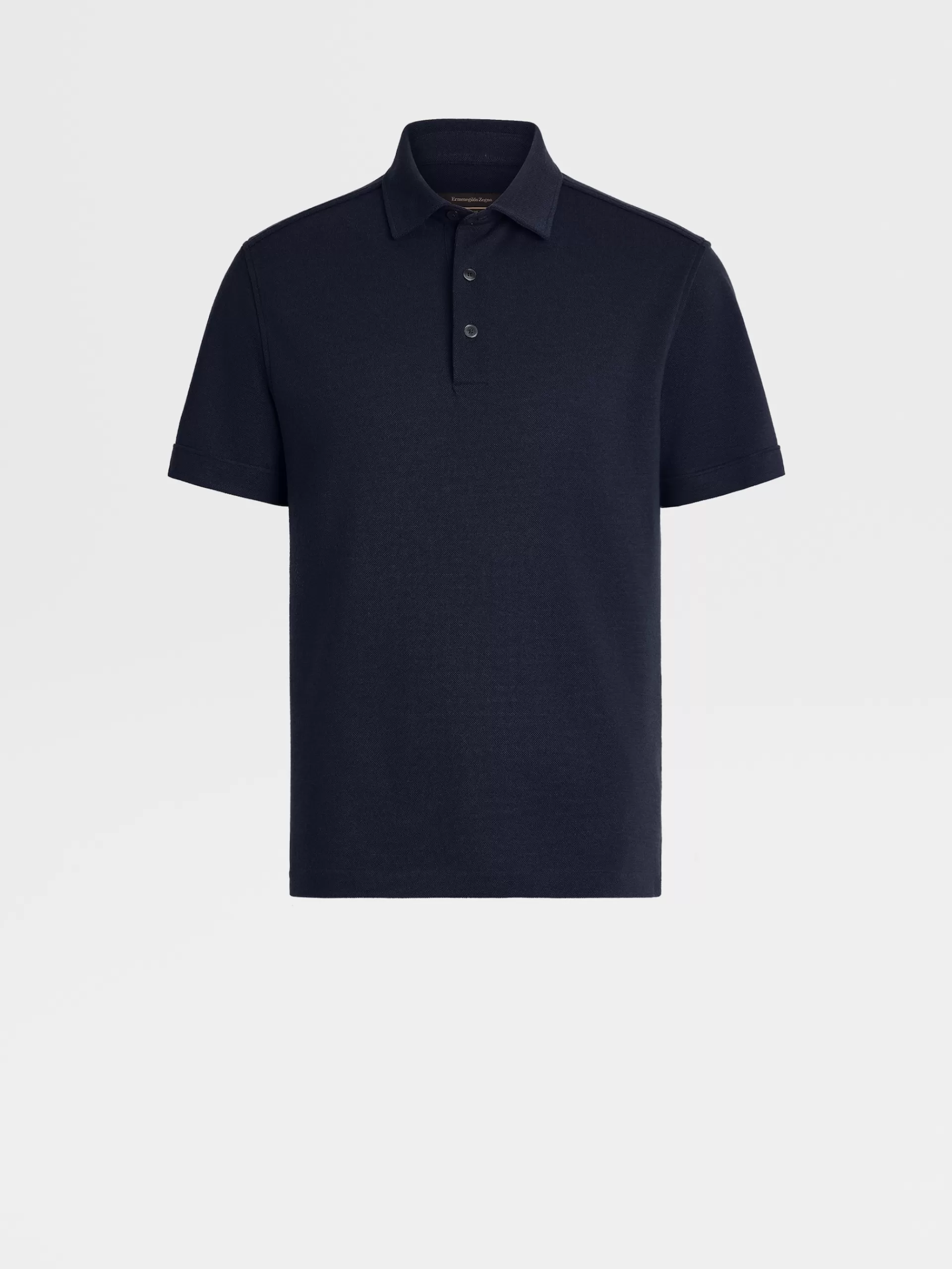 Cheap ZEGNA Polo A Manches Courtes En Jersey De Laine 12Milmil12 Bleu Marine