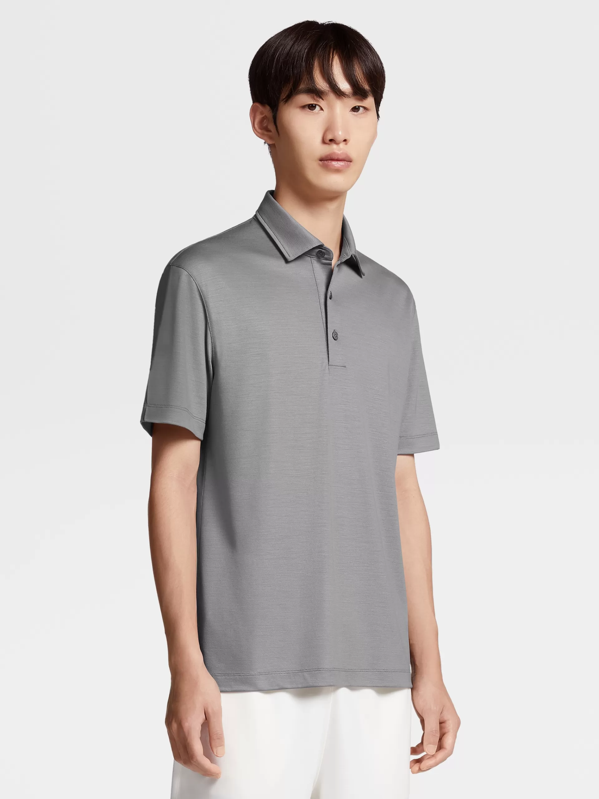 Hot ZEGNA Polo A Manches Courtes En Laine High Performance™ Gris