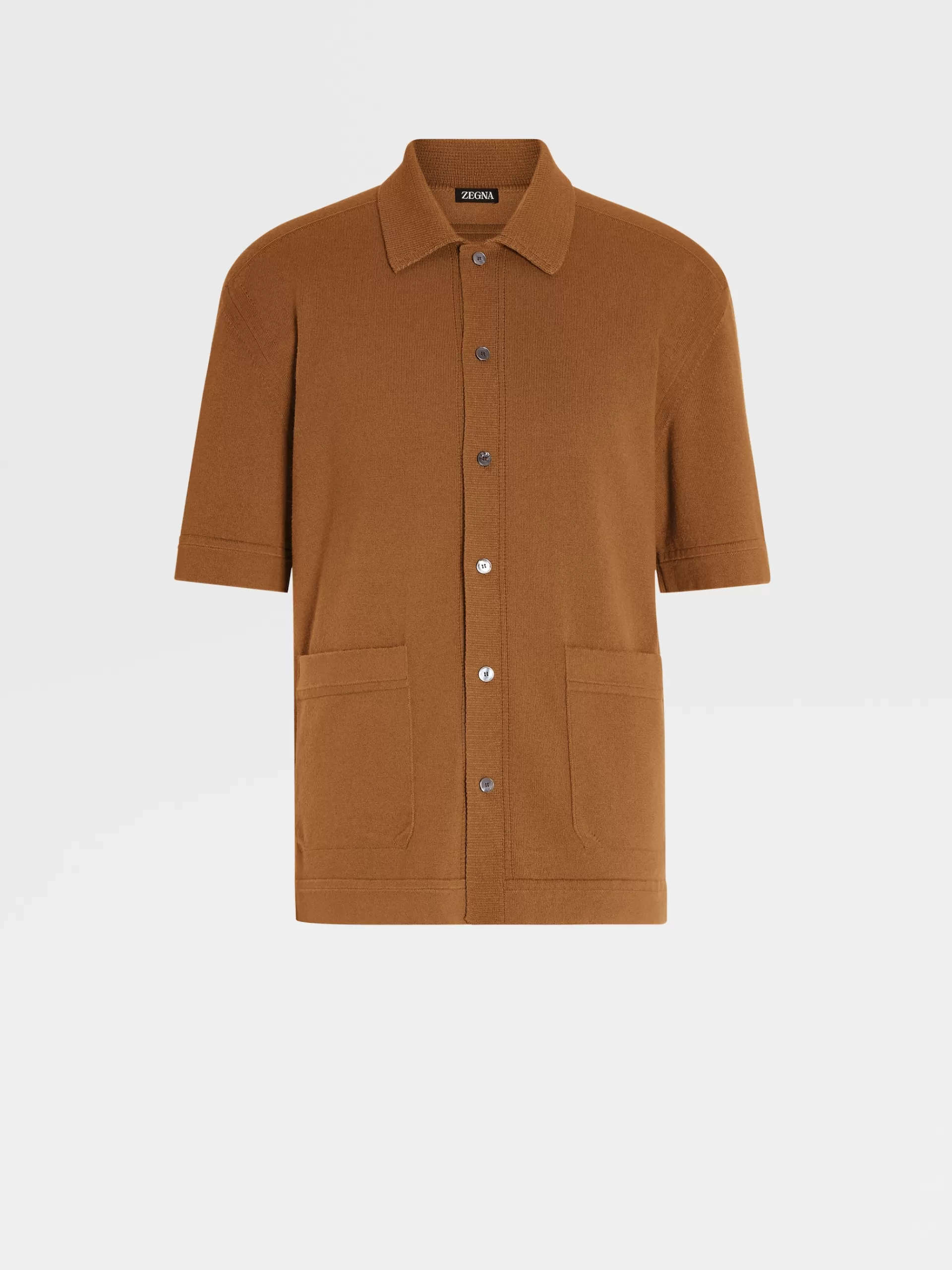 Flash Sale ZEGNA Polo A Manches Courtes En Maille De Cachemire Et Coton Marron Vigogne
