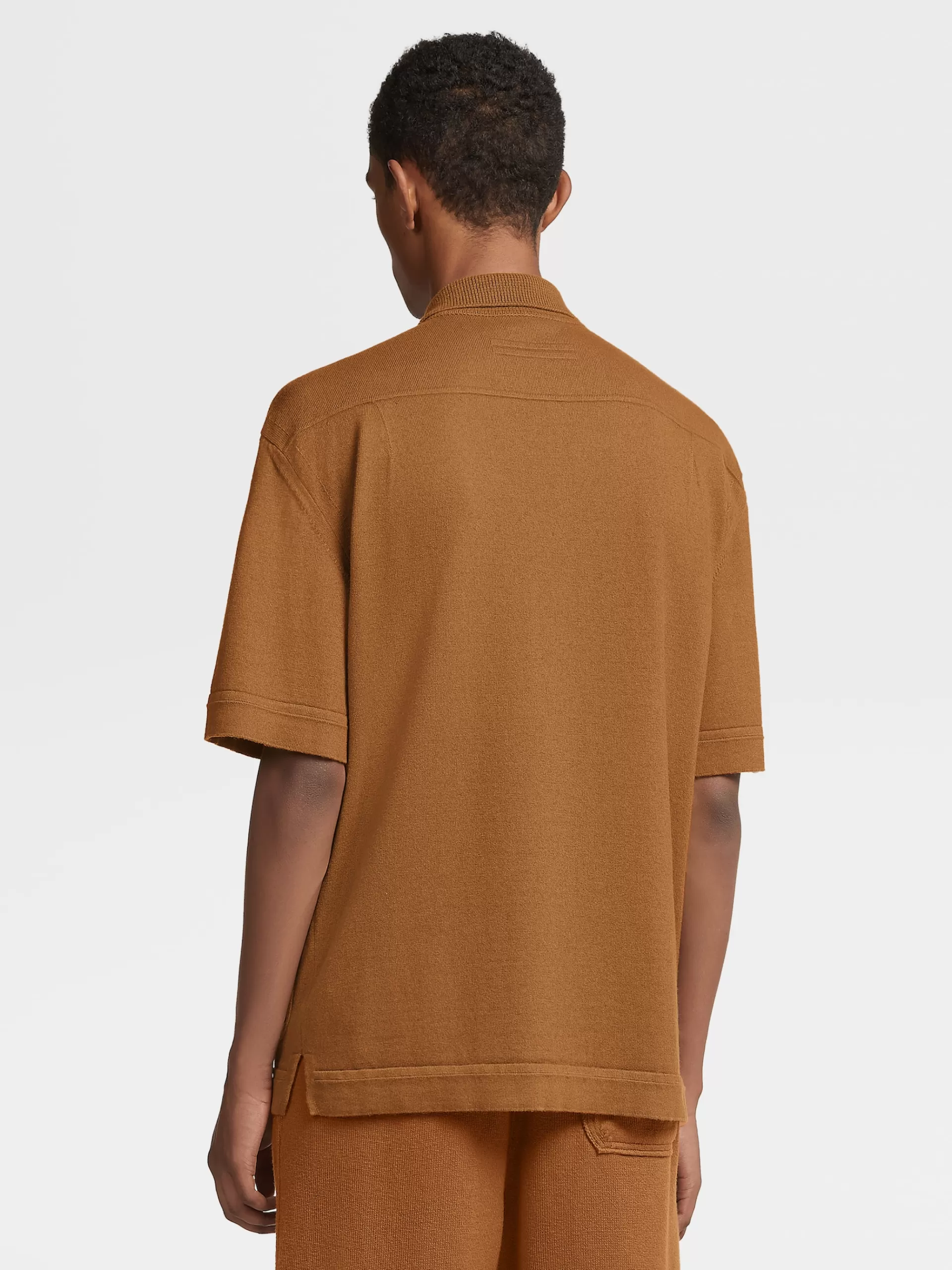 Flash Sale ZEGNA Polo A Manches Courtes En Maille De Cachemire Et Coton Marron Vigogne