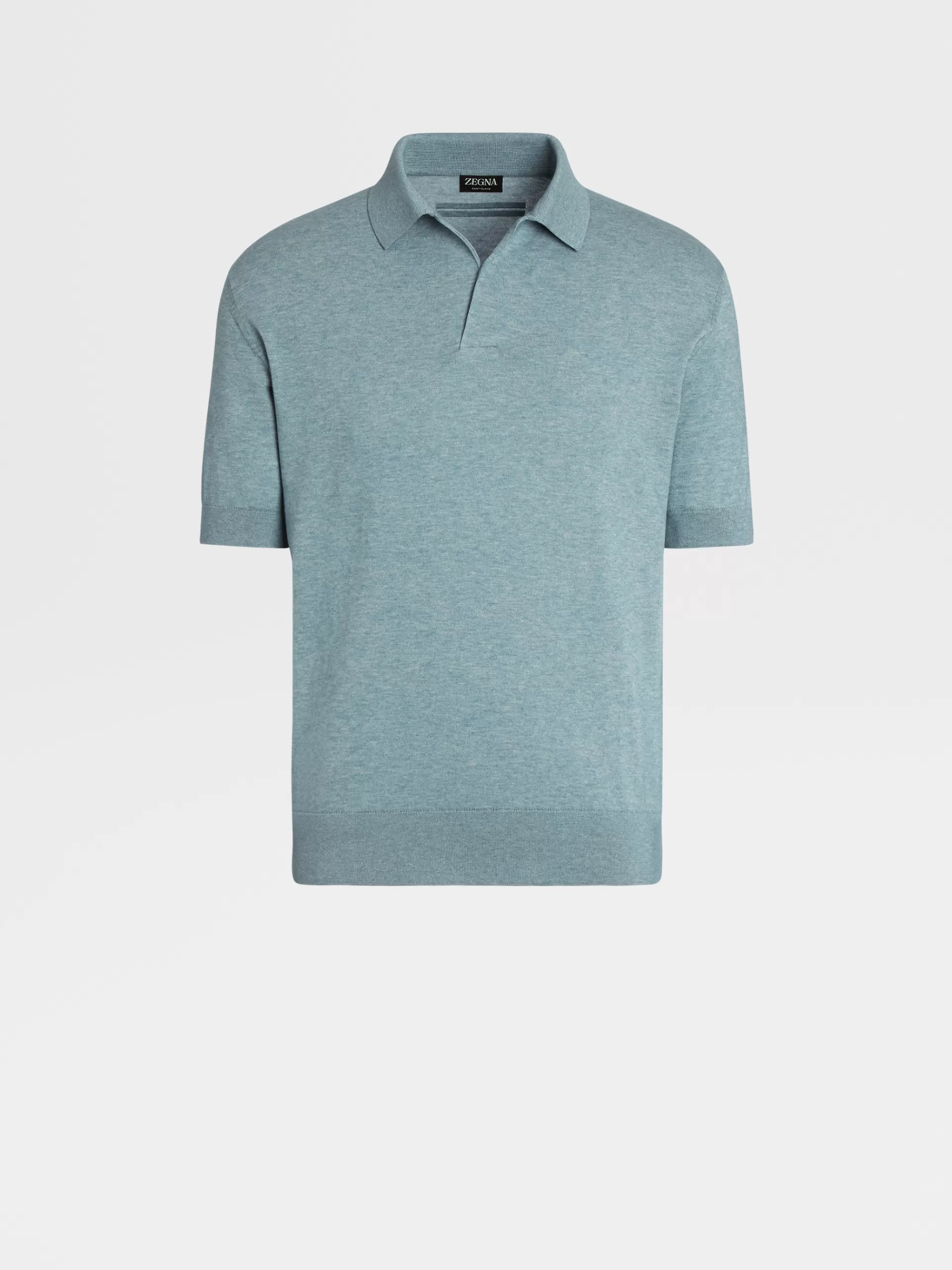 Flash Sale ZEGNA Polo En Maille De Coton Et Cachemire Baby Island Vert D'Eau Chine