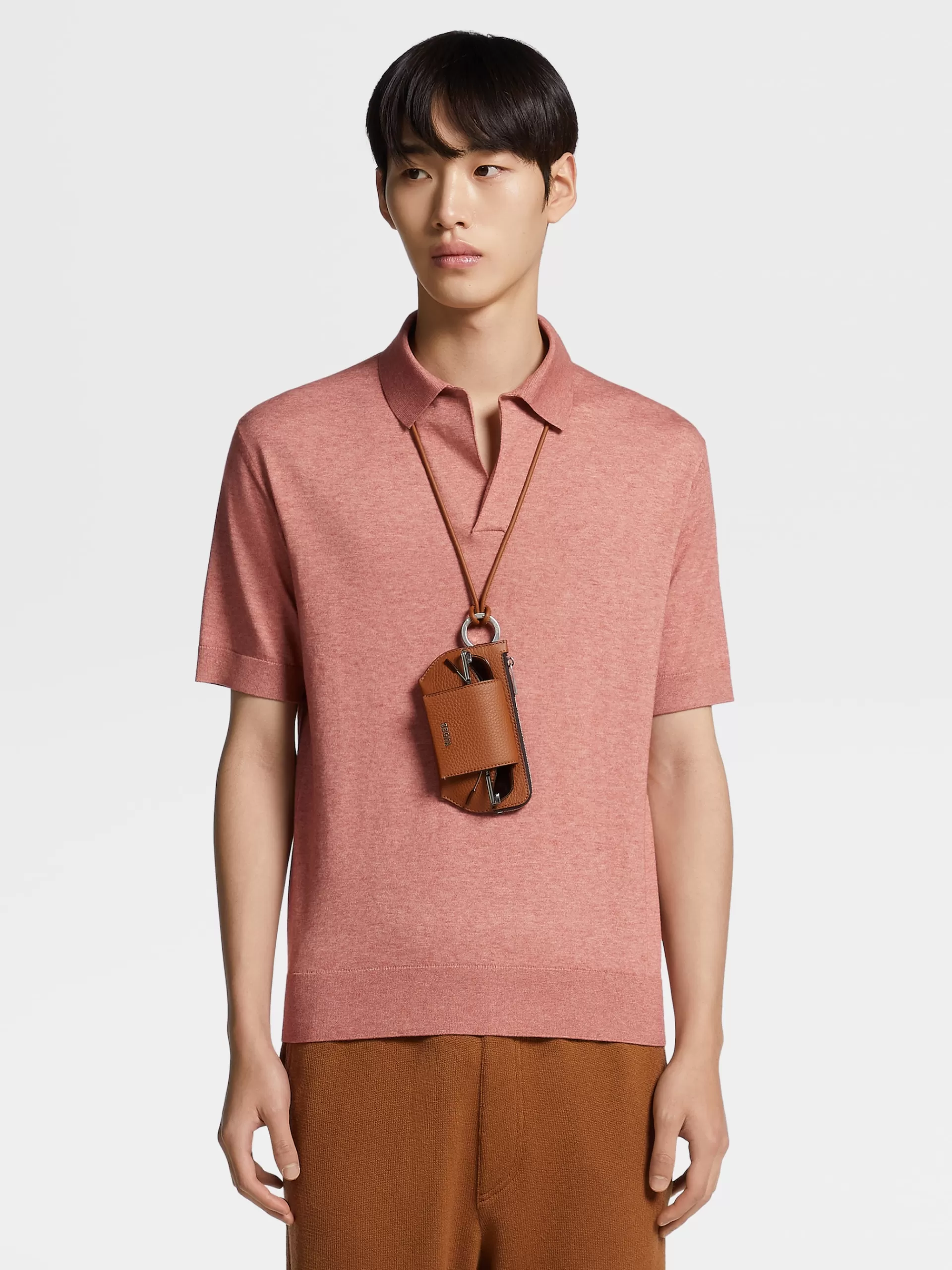 Flash Sale ZEGNA Polo En Maille De Coton Et Cachemire Baby Island Bordeaux Clair Chine