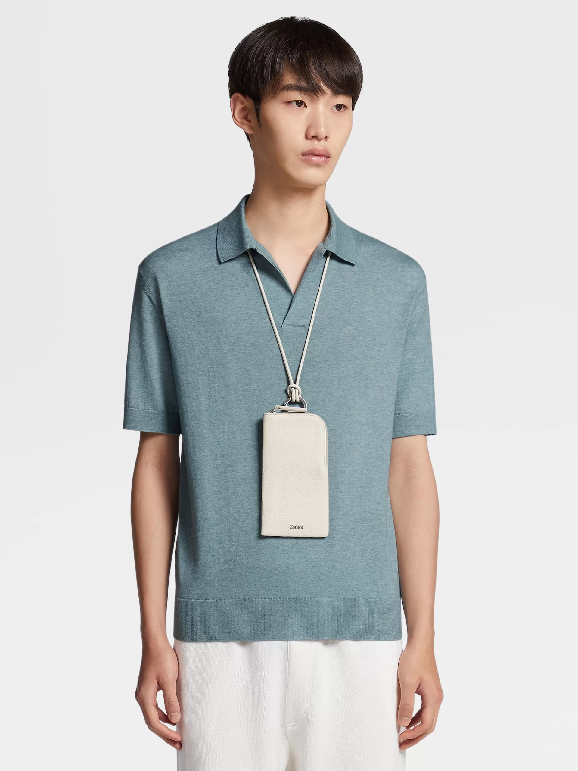 Flash Sale ZEGNA Polo En Maille De Coton Et Cachemire Baby Island Vert D'Eau Chine