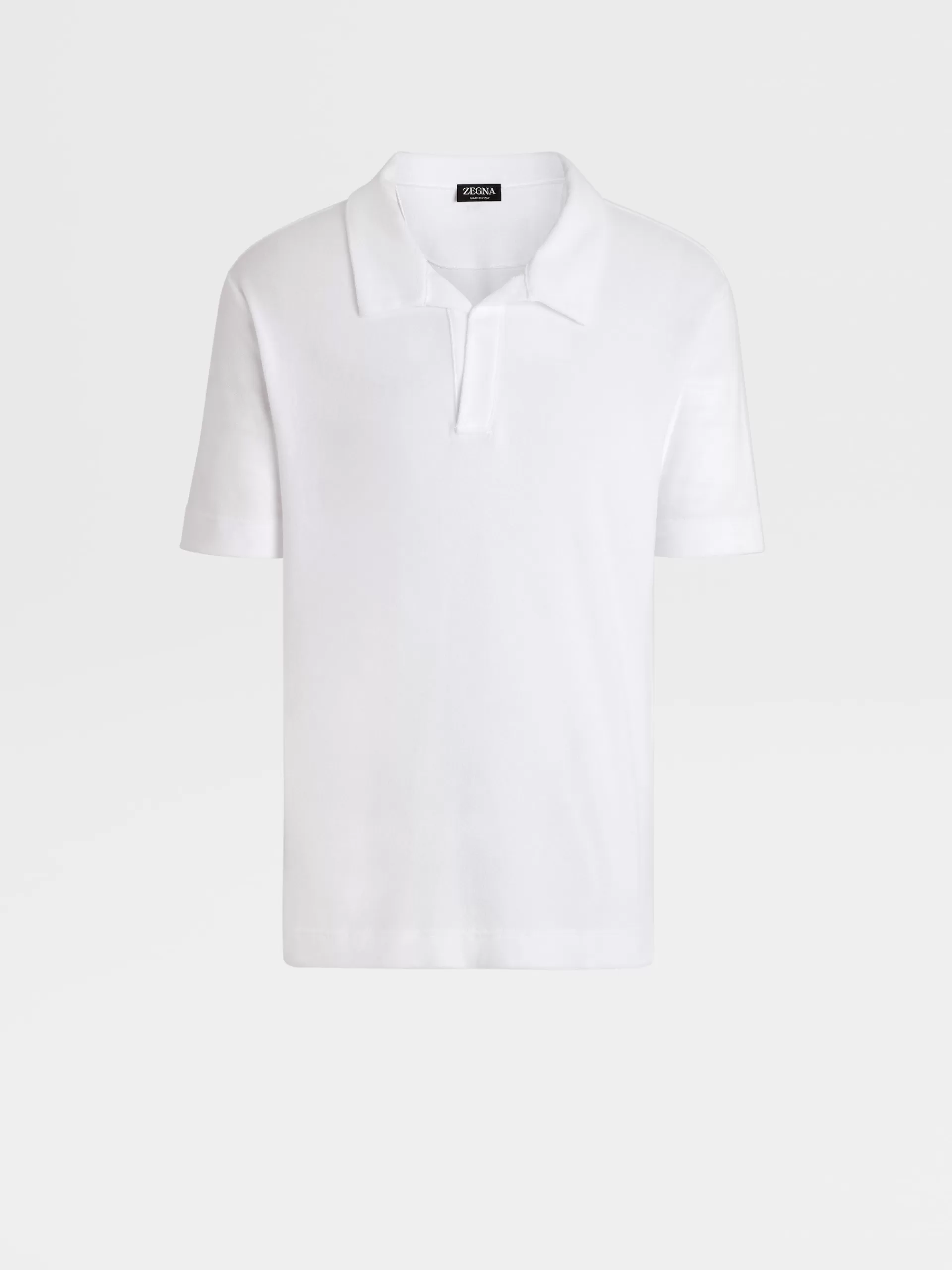 Shop ZEGNA Polo Manches Courtes En Coton Et Lyocell Melanges Blanc Casse