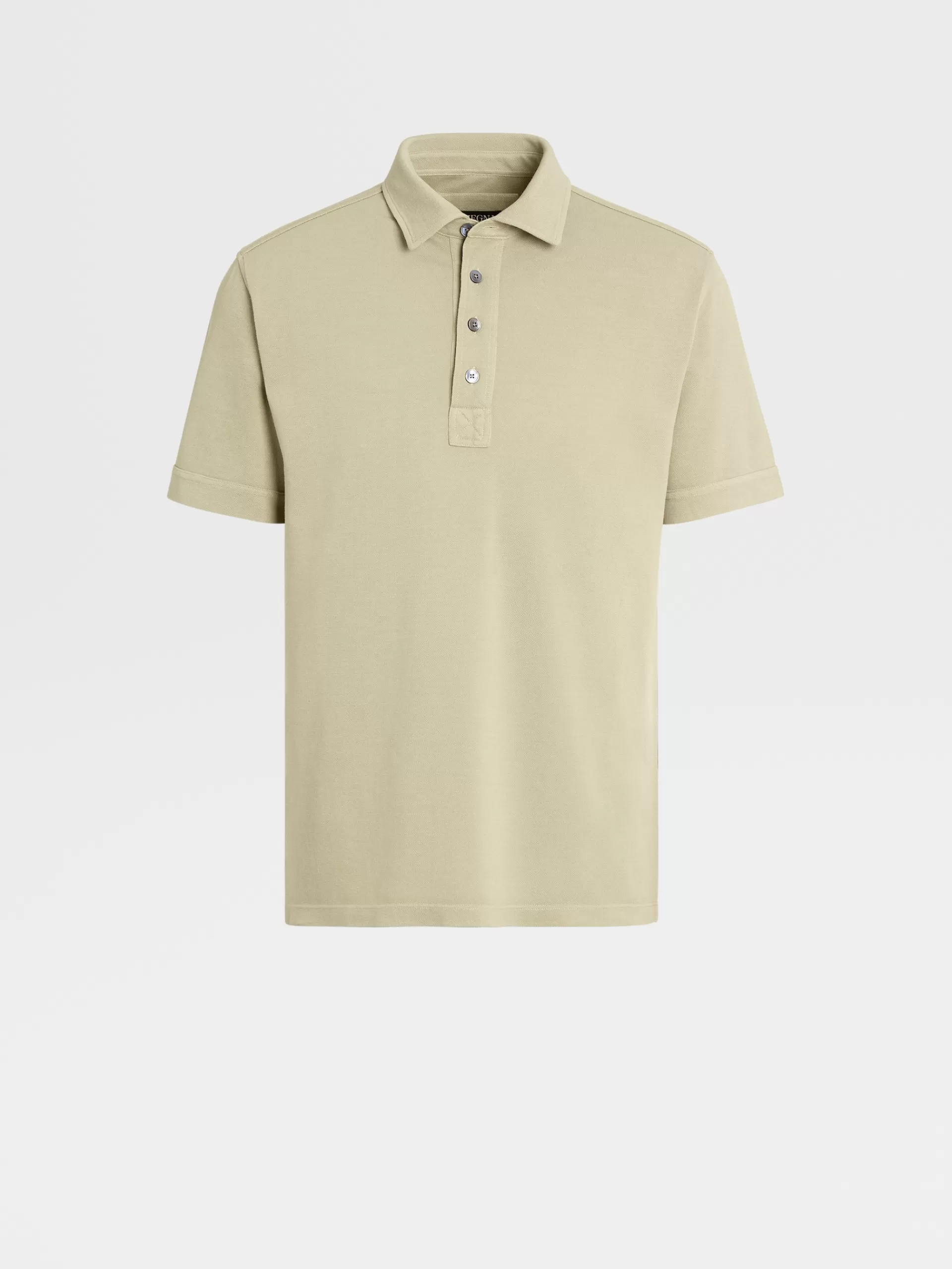 Cheap ZEGNA Polo Manches Courtes En Coton Et Soie Vert Kaki Clair