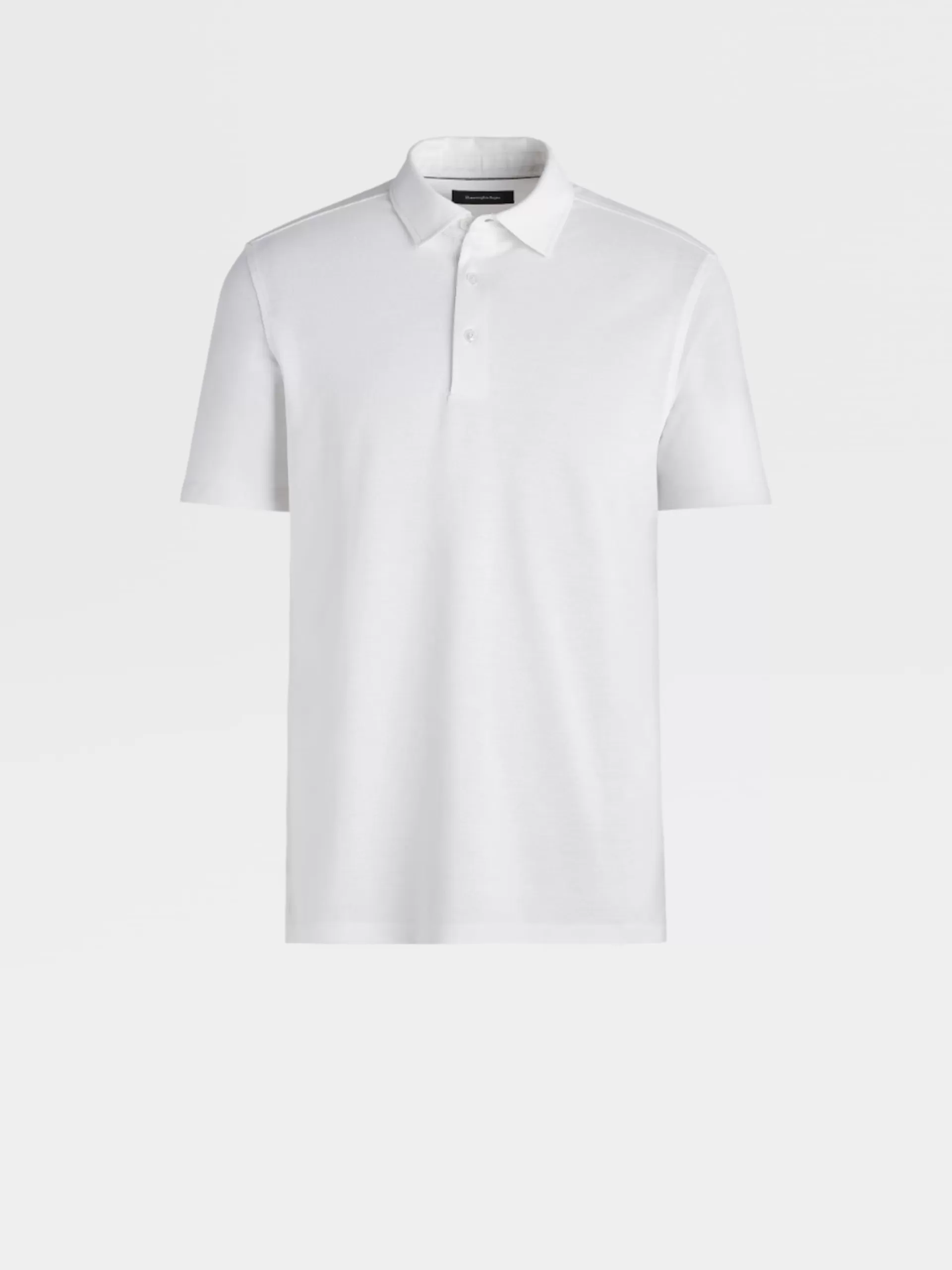 Discount ZEGNA Polo Manches Courtes En Coton Et Soie Blanc