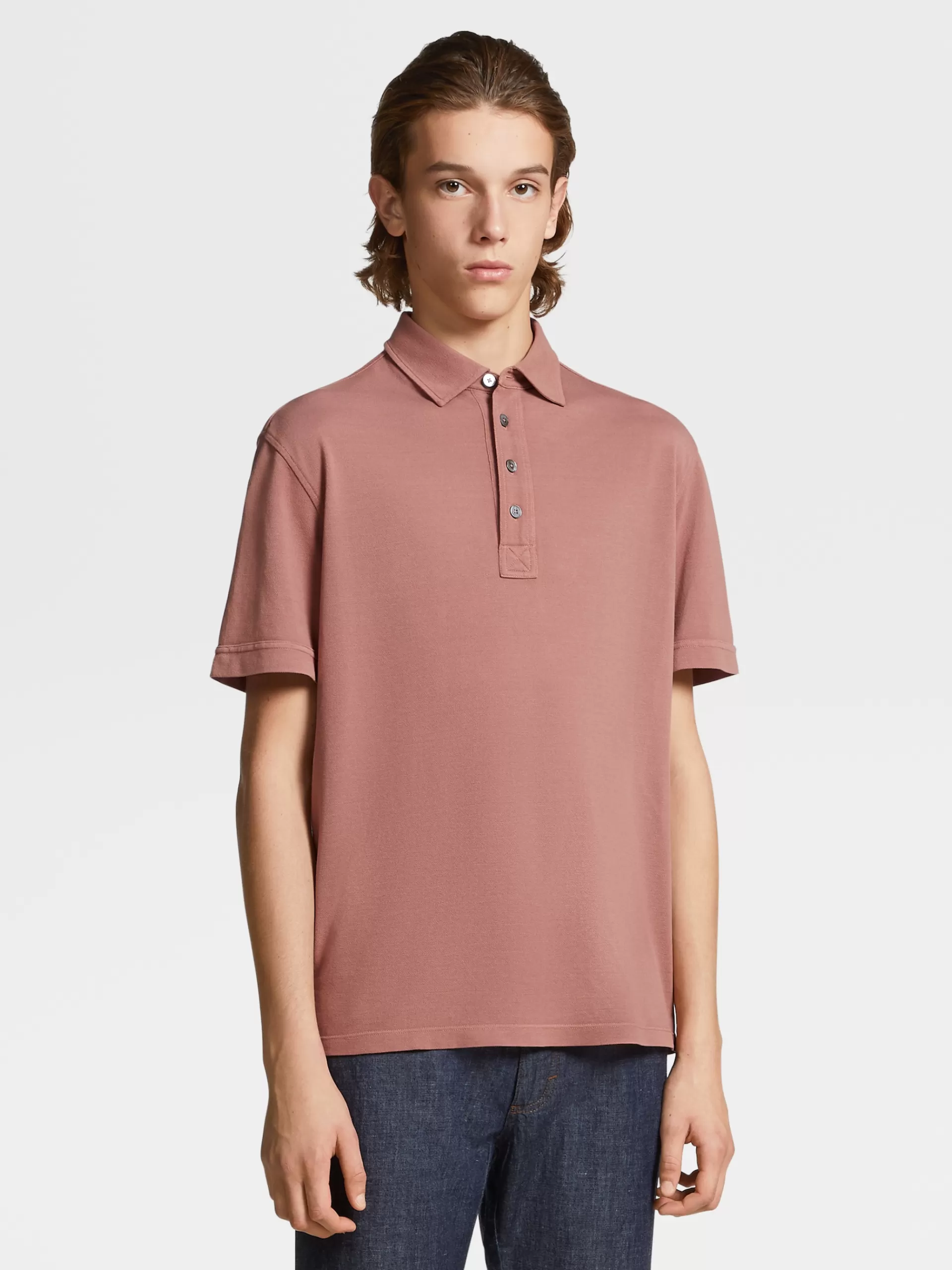 Flash Sale ZEGNA Polo Manches Courtes En Coton Et Soie Bordeaux Clair