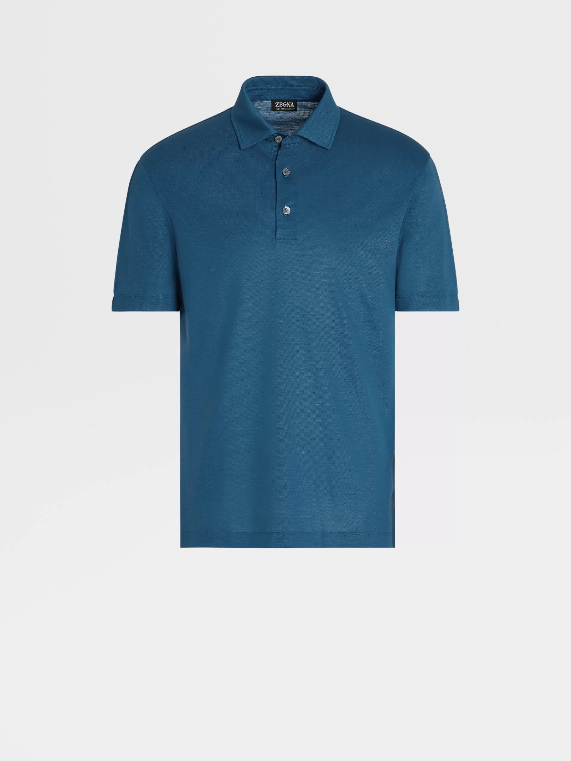 Hot ZEGNA Polo Manches Courtes En Laine High Performance™ Bleu Avio