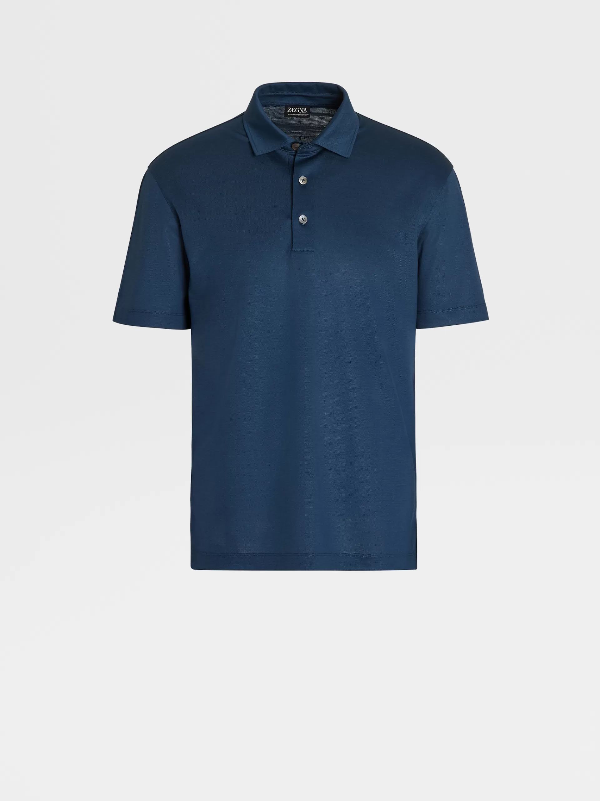 Sale ZEGNA Polo Manches Courtes En Laine High Performance™ Bleu Fonce