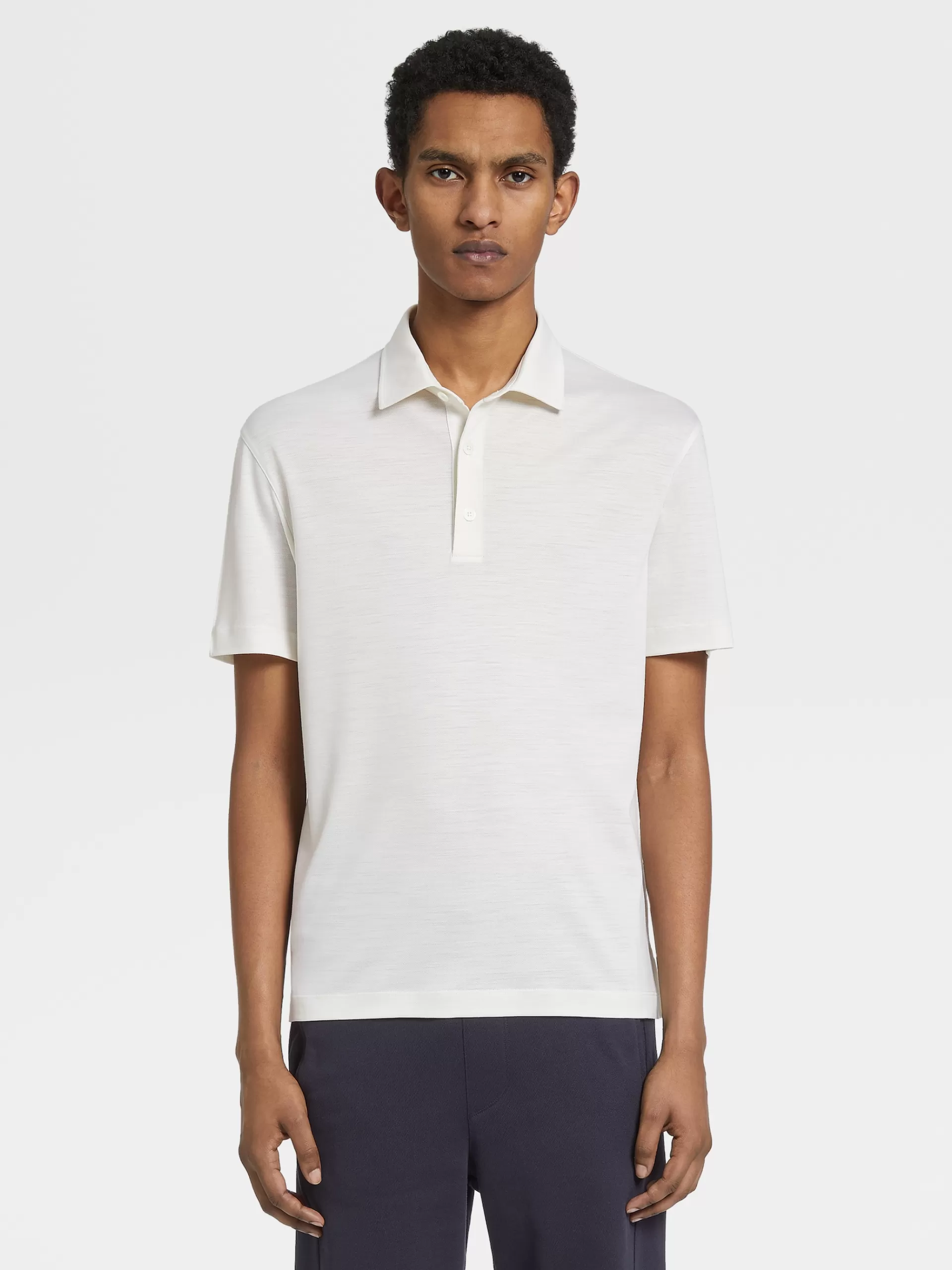 Shop ZEGNA Polo Manches Courtes En Laine High Performance™ Blanc