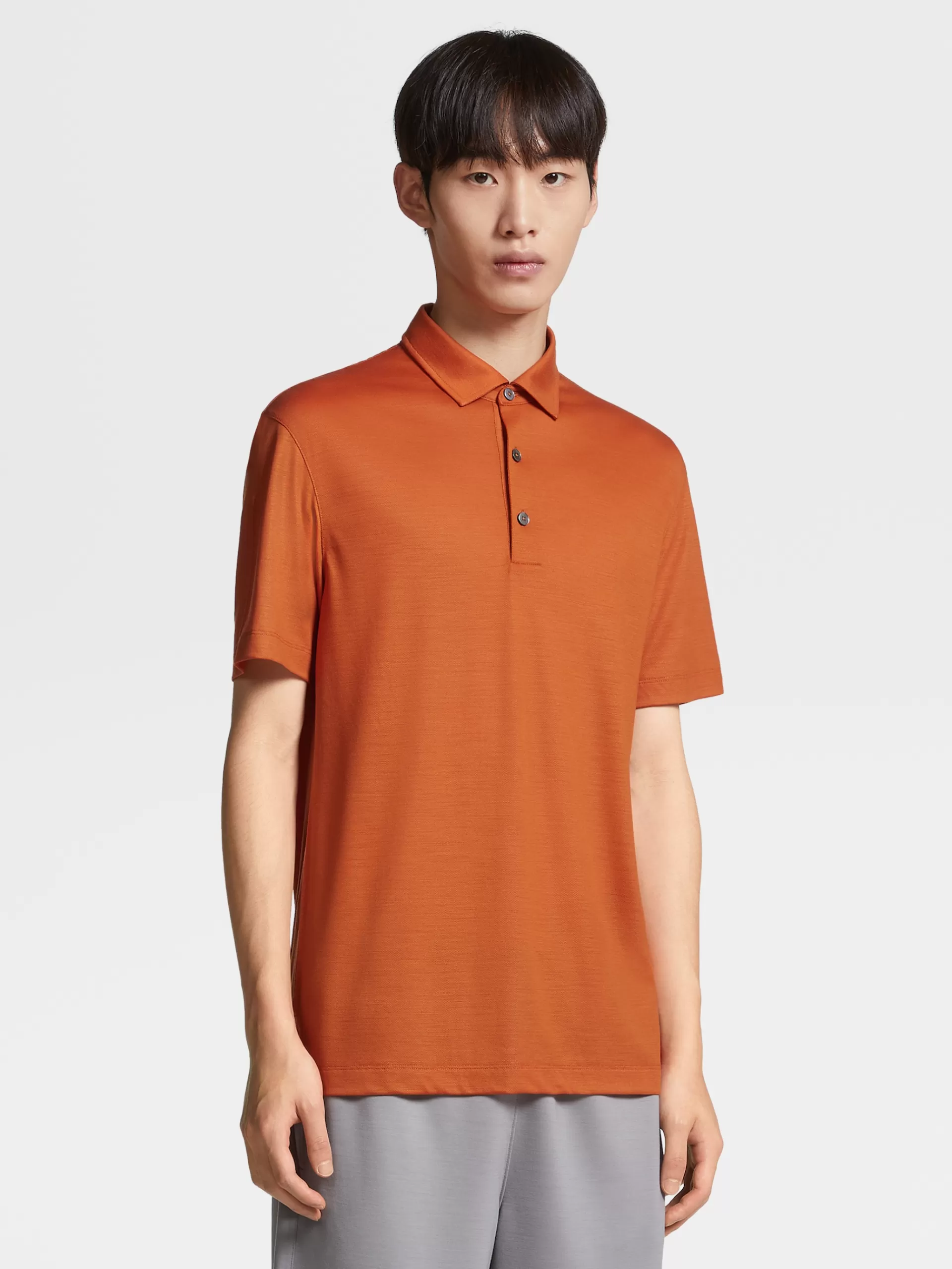 Cheap ZEGNA Polo Manches Courtes En Laine High Performance™ Orange