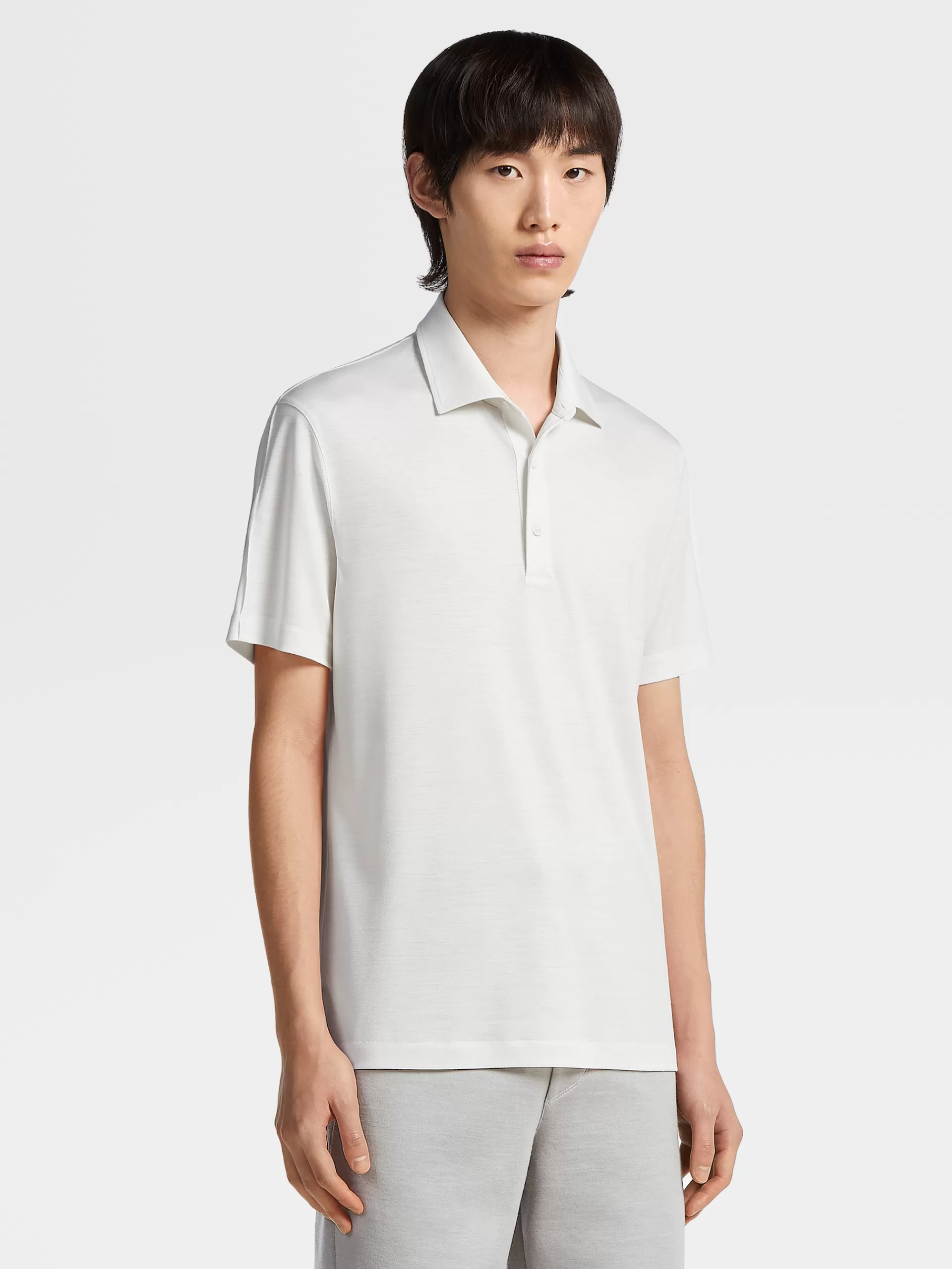 Clearance ZEGNA Polo Manches Courtes En Laine High Performance™ Blanc