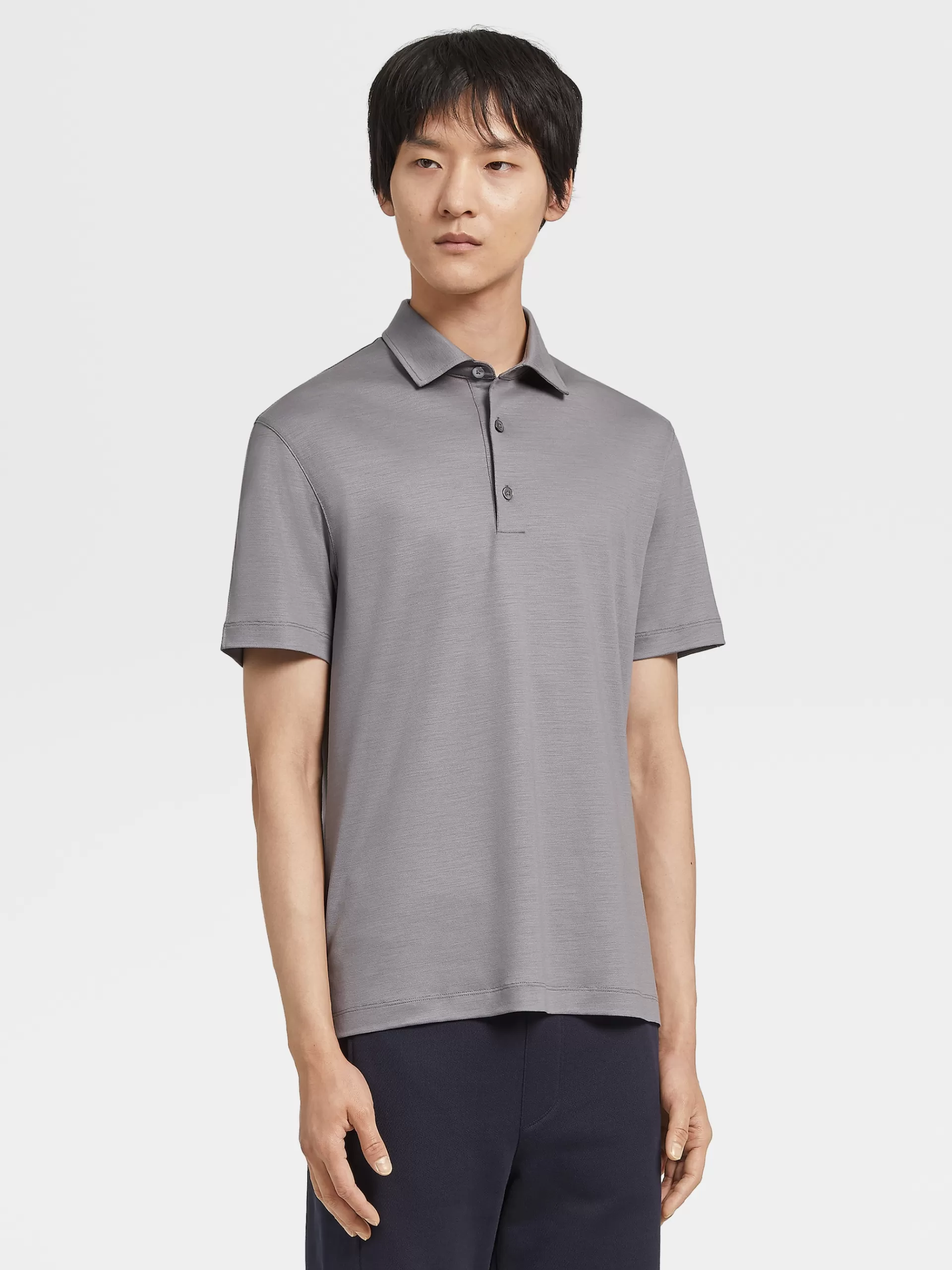 Flash Sale ZEGNA Polo Manches Courtes En Laine High Performance™ Gris Chine