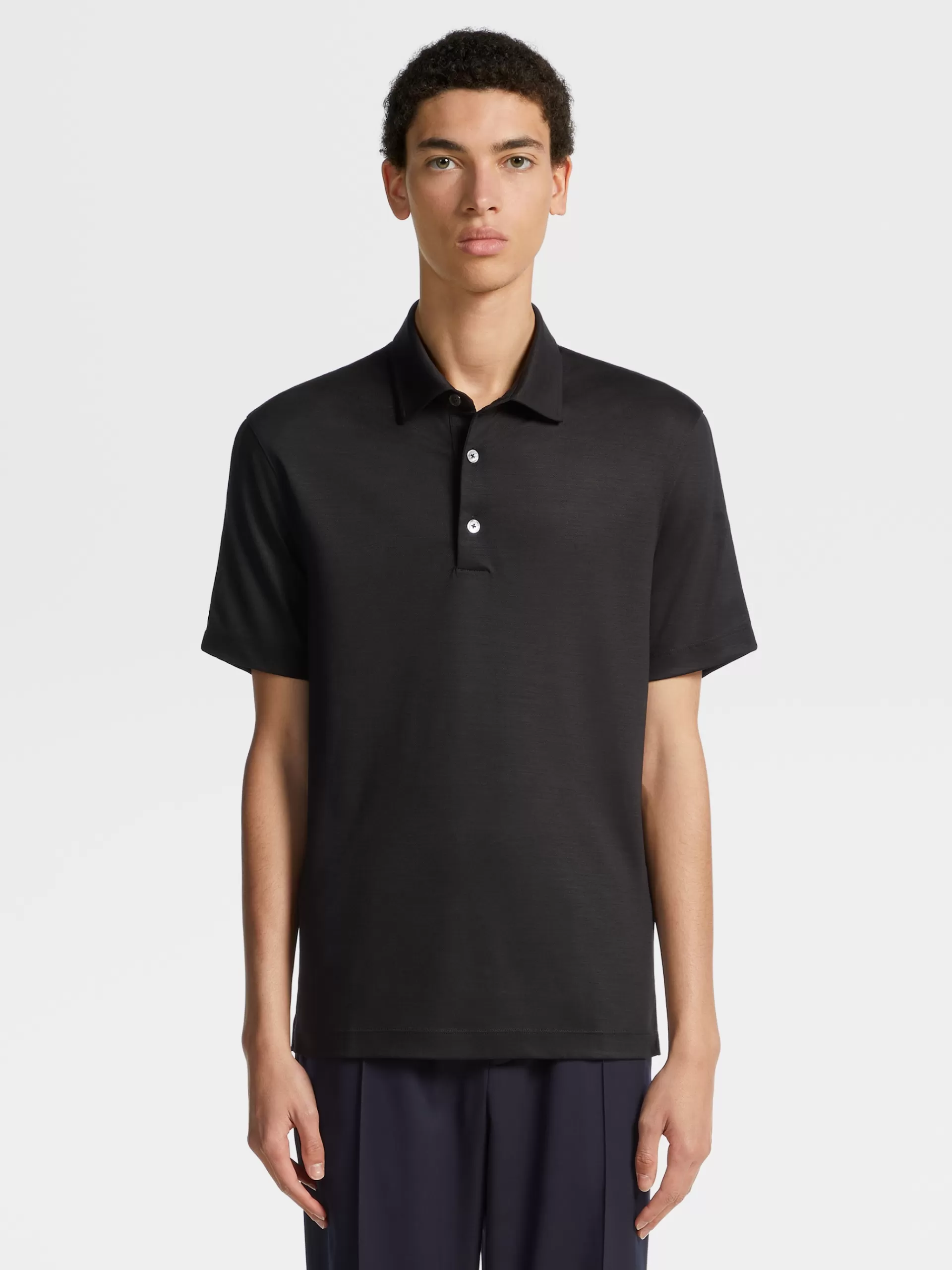 Hot ZEGNA Polo Manches Courtes En Laine High Performance™E Noir